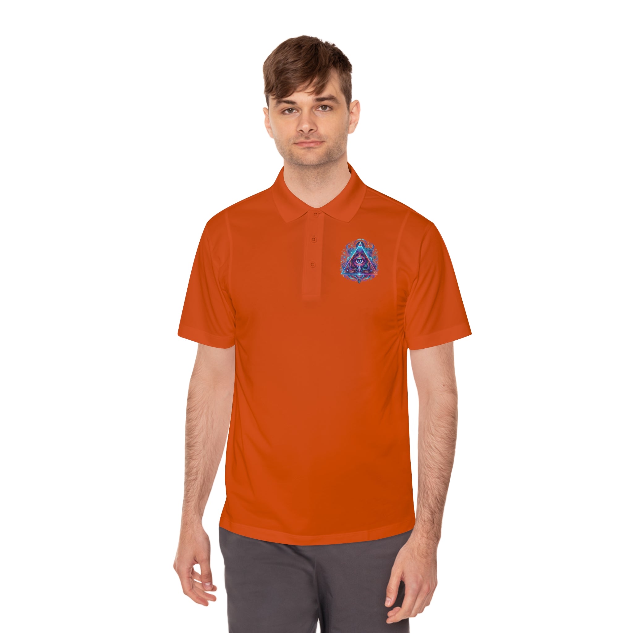 Men's Polo Shirt — Mystic All-Seeing Eye Triangle Design with 17/17 Accent