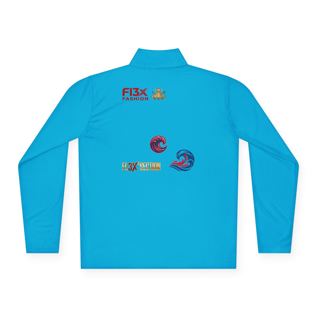 Quarter-Zip Pullover — Coastal Wave Logo Pullover with Back Graphic