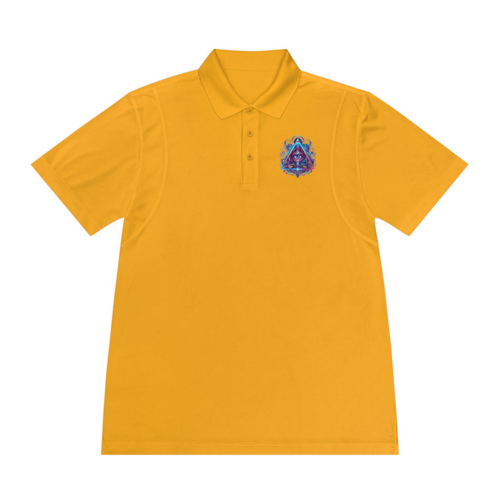 Men's Polo Shirt — Mystic All-Seeing Eye Triangle Design with 17/17 Accent