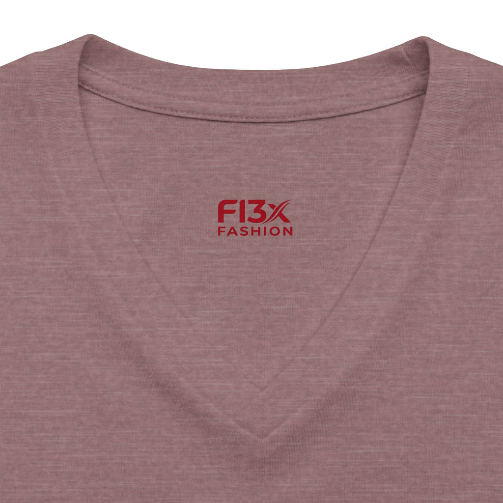 Women's V-Neck Tee — 'F13x Fashion' Floral Logo & Devil Graphic