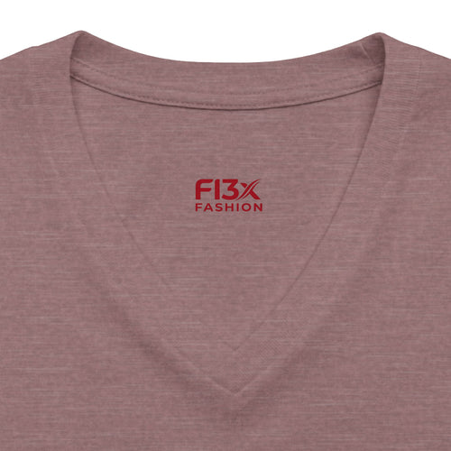 Women's V-Neck Tee — 'F13x Fashion' Floral Logo & Devil Graphic