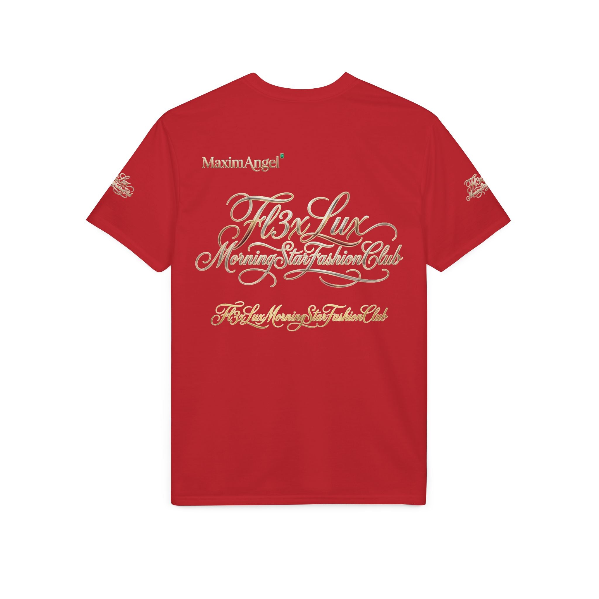 Luxury Gold Script Performance T-Shirt — F3xLux Morning Stay Fashion Club Design