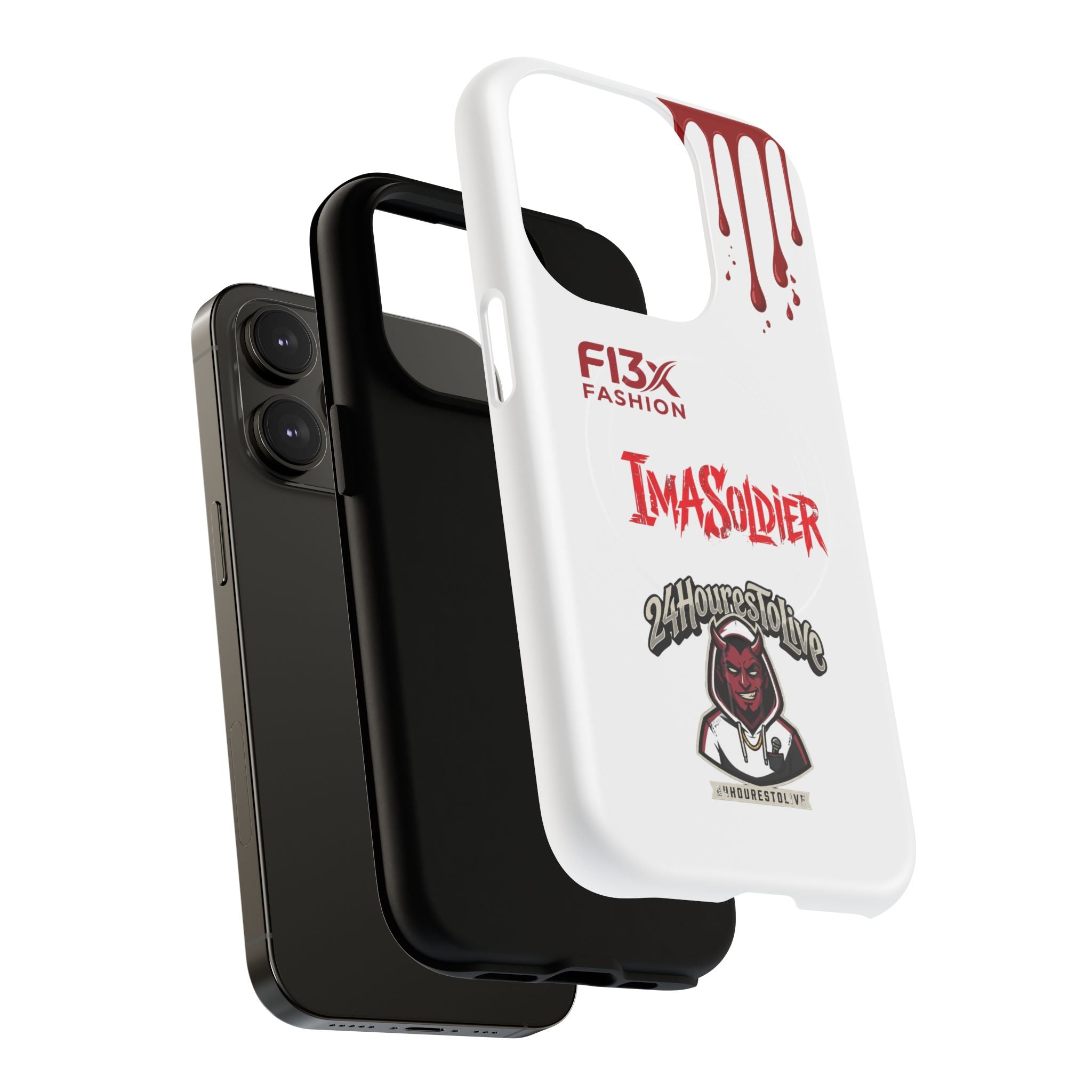 Tough Magnetic Phone Case — 'ImASoldier' Blood Drip Gaming Design