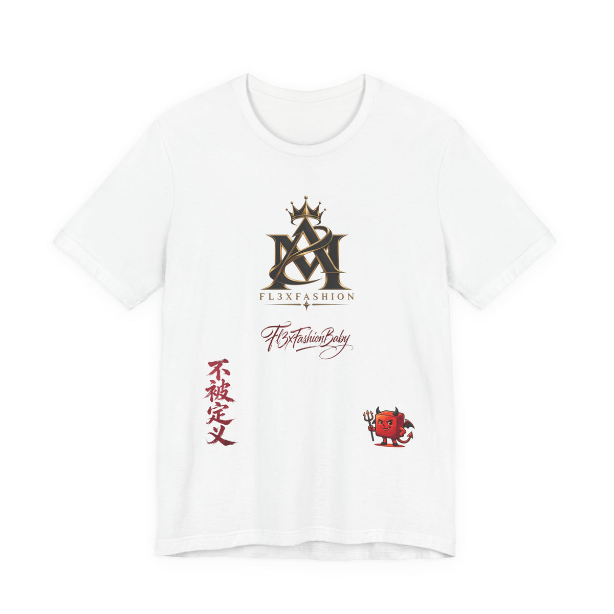 Graphic Tee — FuturFashion Logo Tee with Asian Script & Devil Character