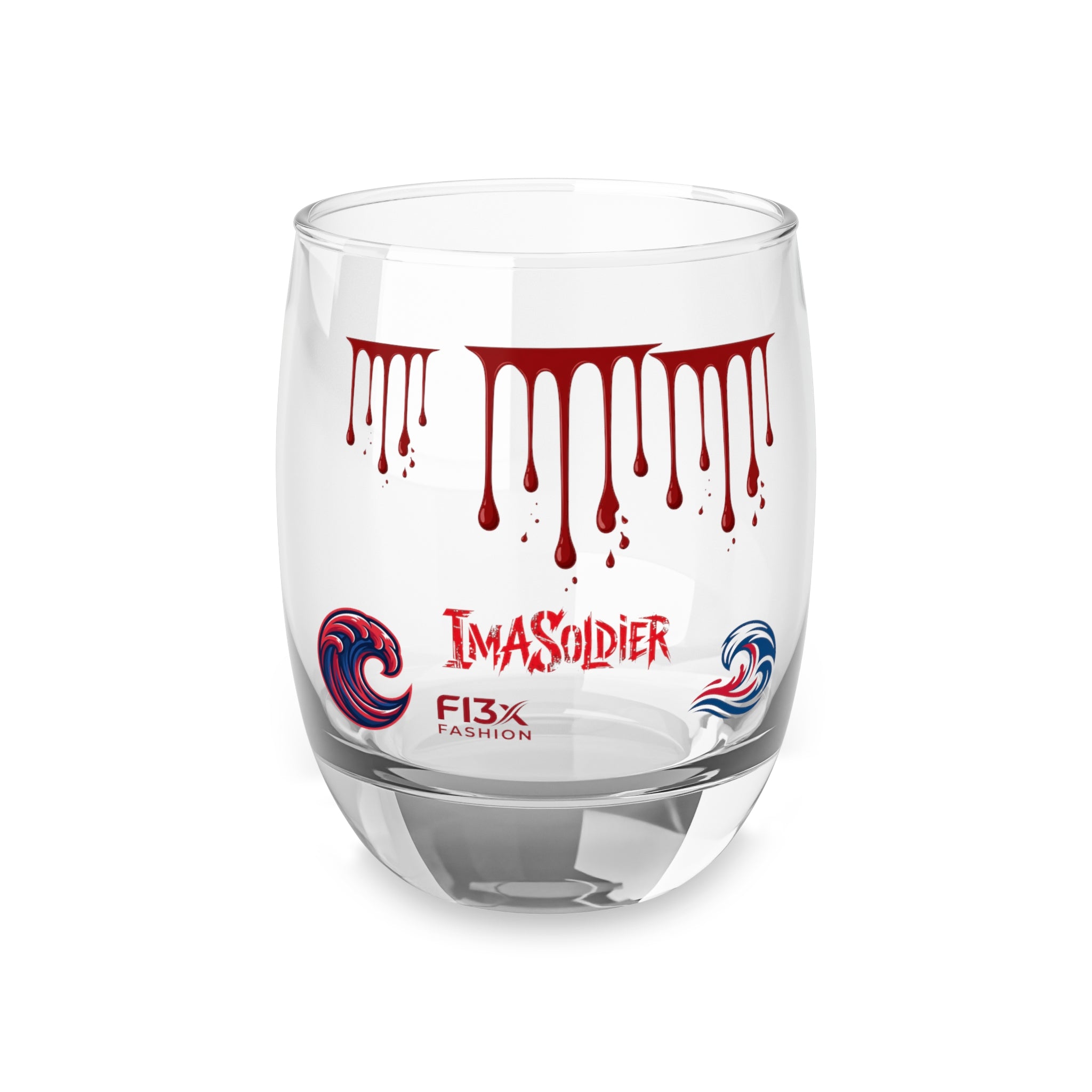 Blood Drip Whiskey Glass — I'm a Soldier Graphic Stemless Rocks Glass