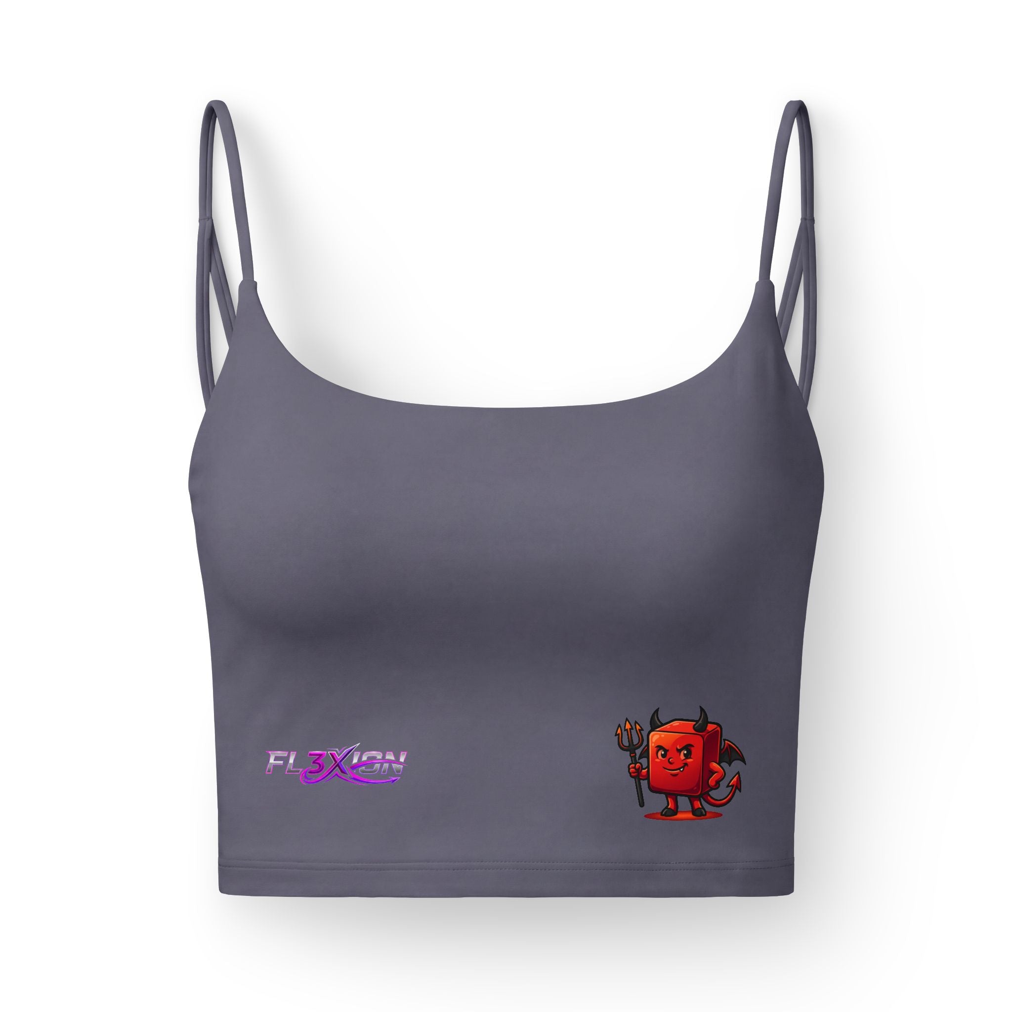 Women's Luxe Bra — Flame Logo Crop Bralette with Fiery Pixel Graphics