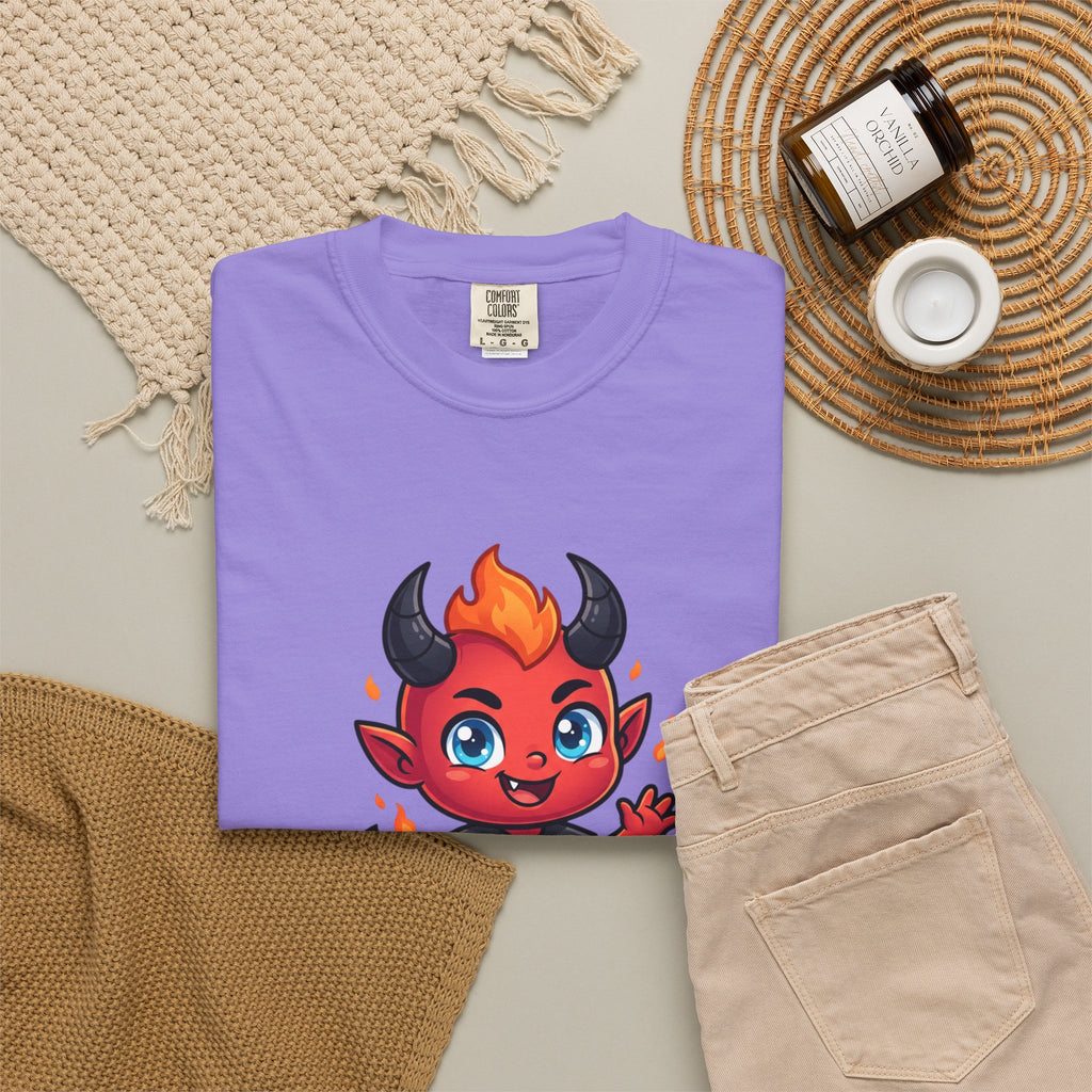 Devil Baby Graphic T-Shirt — Cute Red Demon Cartoon Tee with "FBfashionBaby" Script