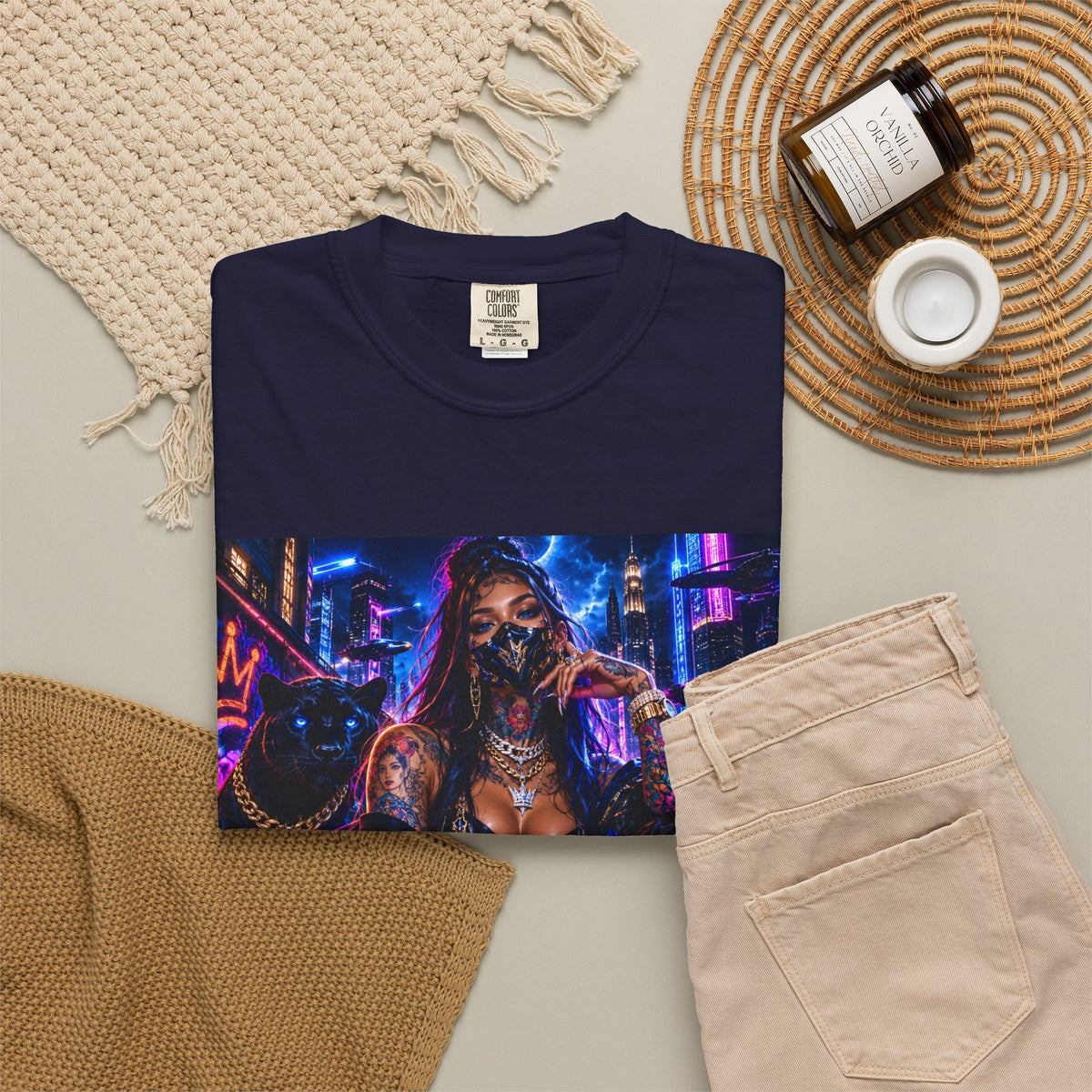 Cyberpunk Streetwear T-Shirt — "Fl3x Fashion Omertà" Graphic