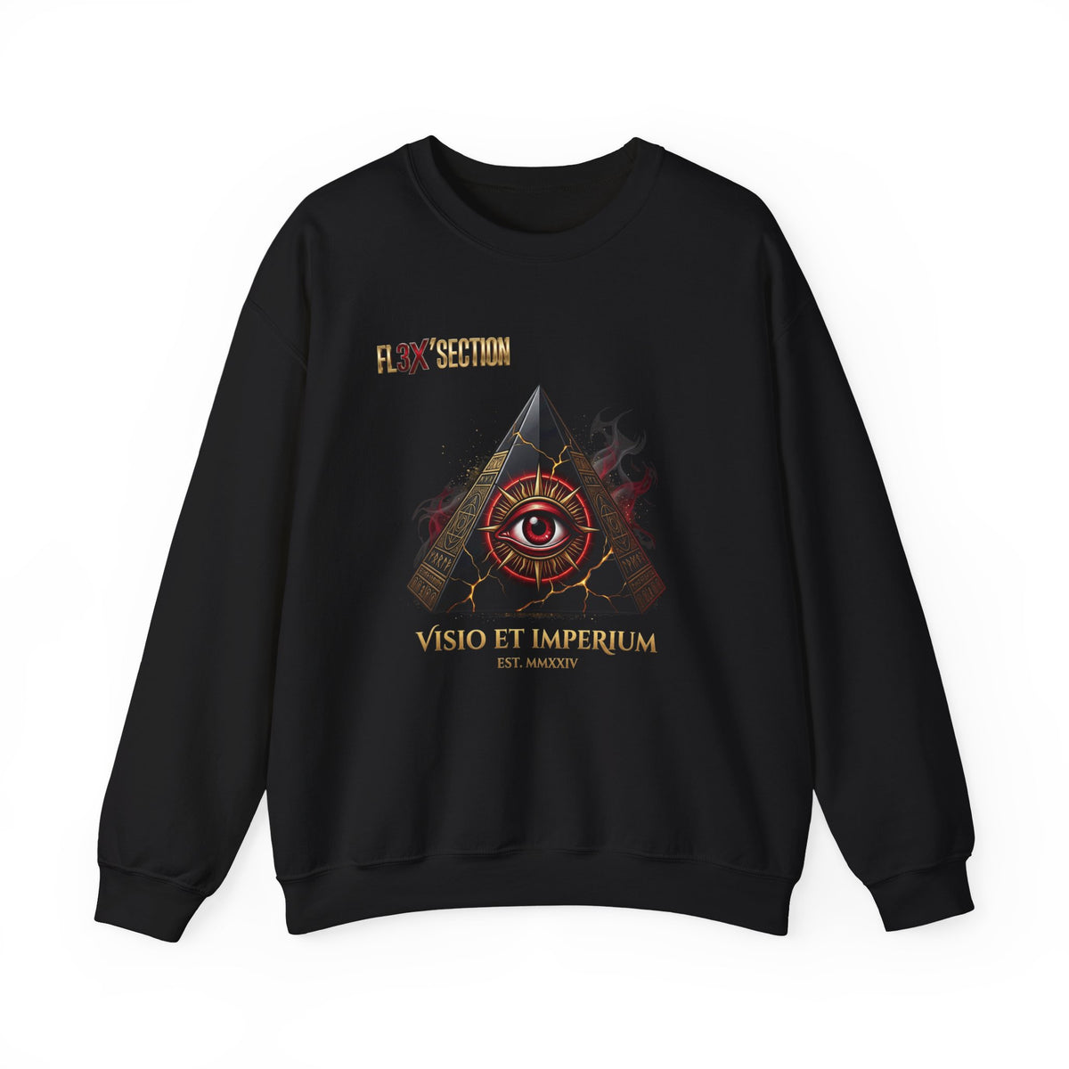 All-Seeing Eye Pyramid Sweatshirt — "Visio Et Imperium" Graphic Crewneck