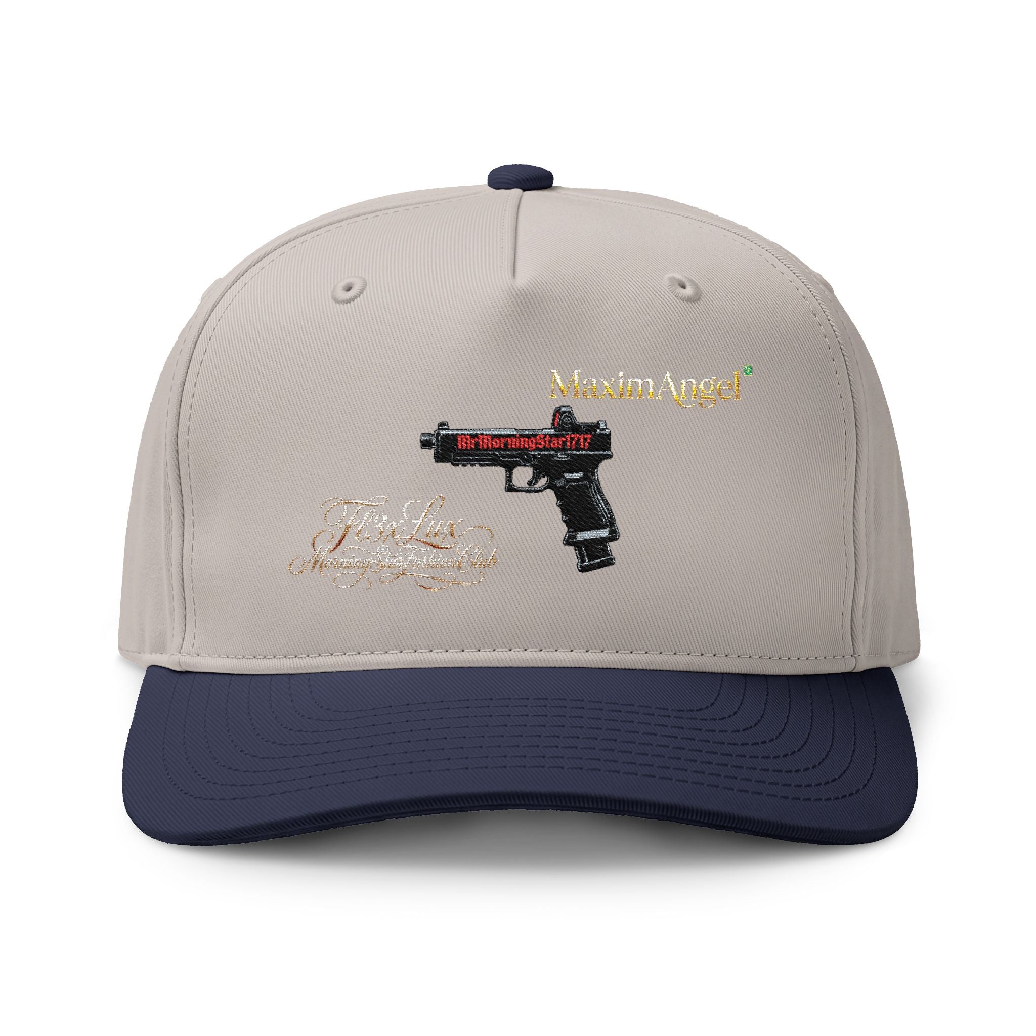 Two-Tone Cap — Embroidered Handgun Graphic "Marine Angel" Trucker Hat