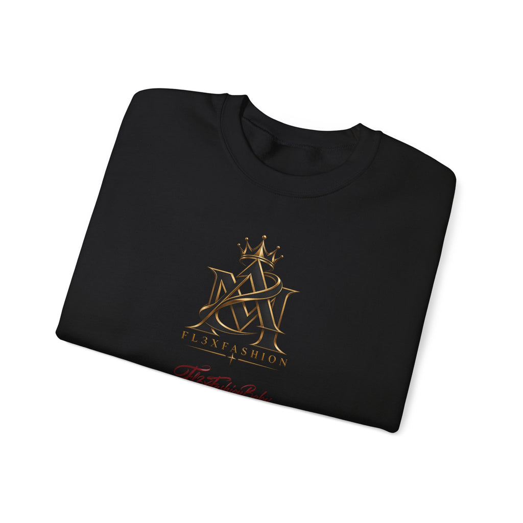 Asian-Inspired Logo Crewneck Sweatshirt — Monogram, Kanji & Lucky Charm Design