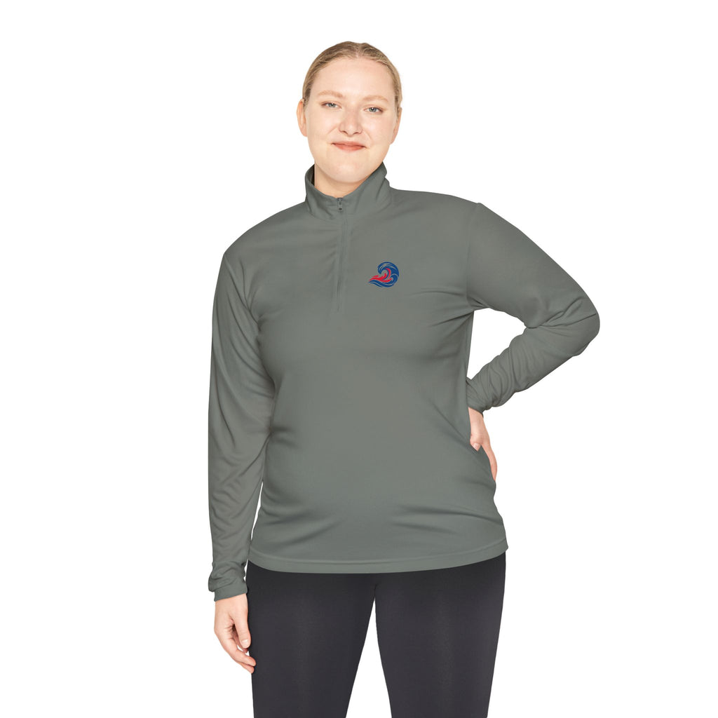 Quarter-Zip Pullover — Coastal Wave Logo Pullover with Back Graphic