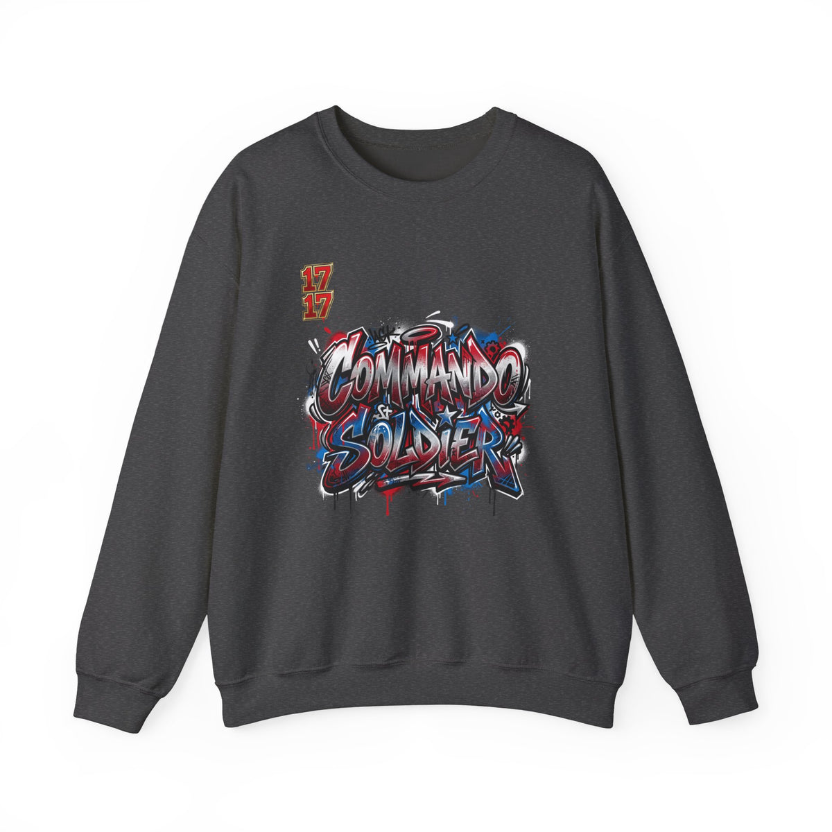Crewneck Sweatshirt — 'Commando Soldier' Graffiti Graphic Crewneck