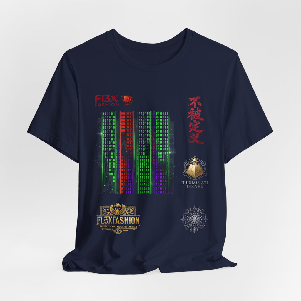 Abstract Cyber City Graphic Tee — 'Unclassified' Kanji Urban Tech T-Shirt