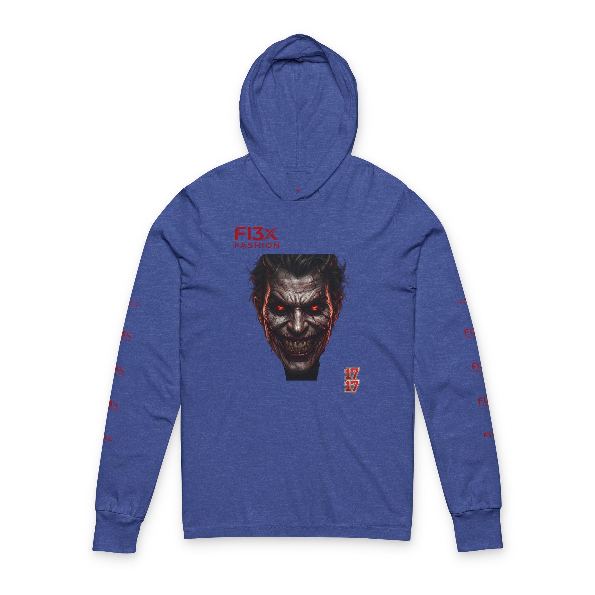 Horror Joker Face Hooded Long Sleeve Tee — Graphic Streetwear Top