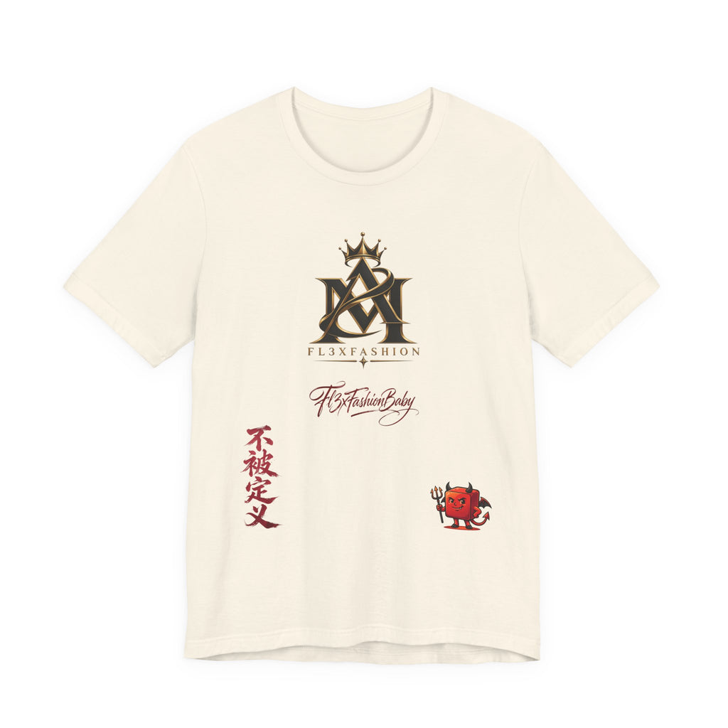 Graphic Tee — FuturFashion Logo Tee with Asian Script & Devil Character