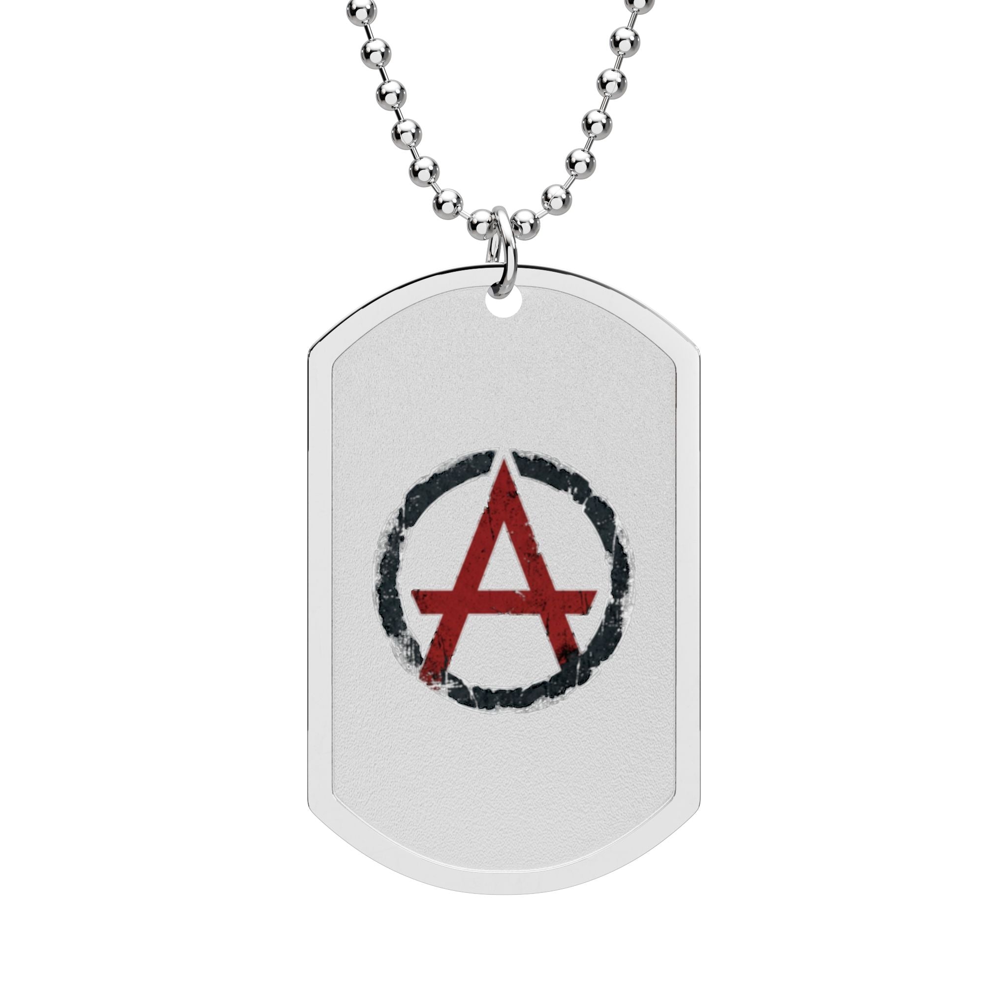 Anarchy Symbol Dog Tag Necklace — Punk Rock Statement Pendant