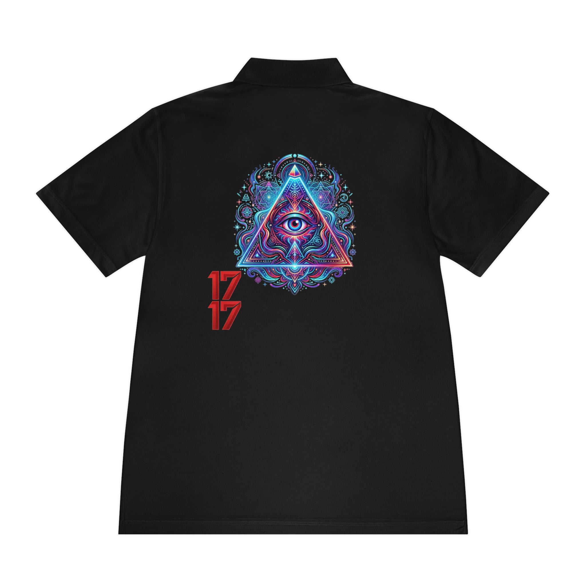 Men's Polo Shirt — Mystic All-Seeing Eye Triangle Design with 17/17 Accent