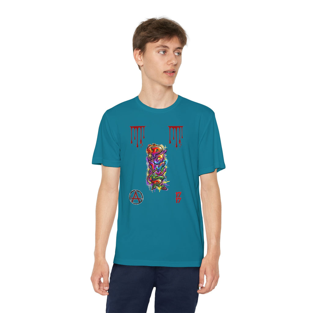 Youth Competitor Tee — Colorful Graffiti Anarchy Graphic T-Shirt
