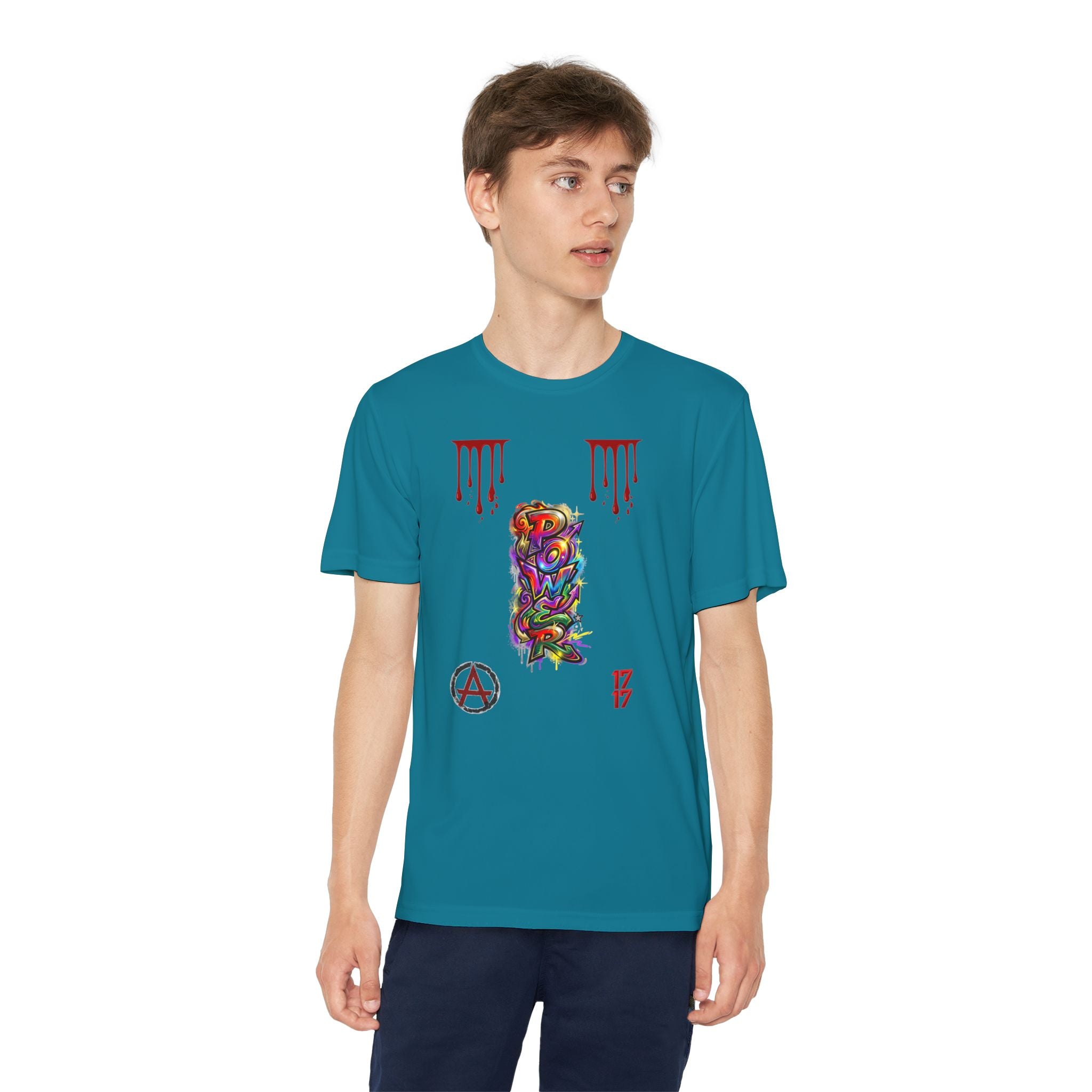 Youth Competitor Tee — Colorful Graffiti Anarchy Graphic T-Shirt