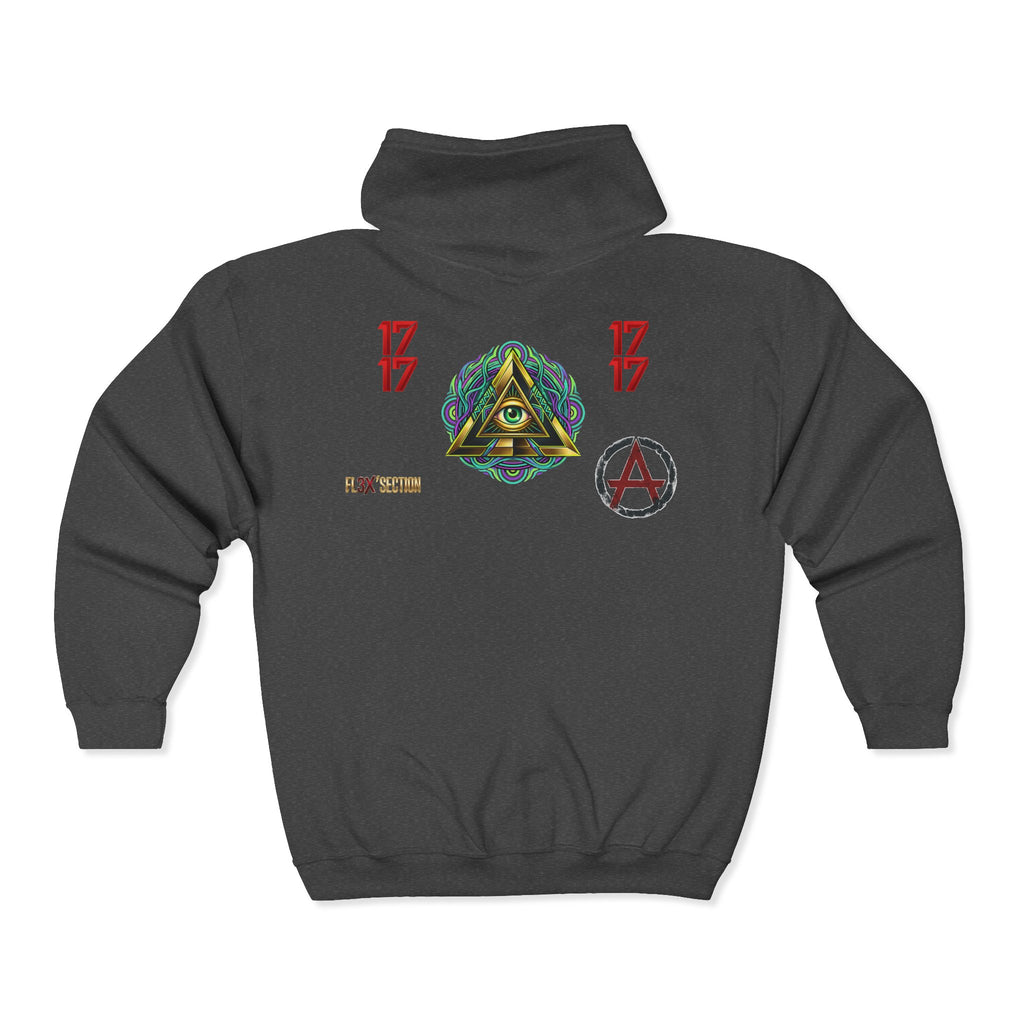 All-Seeing Eye Zip Hoodie — Psychedelic Geometric Graphic Sweatshirt