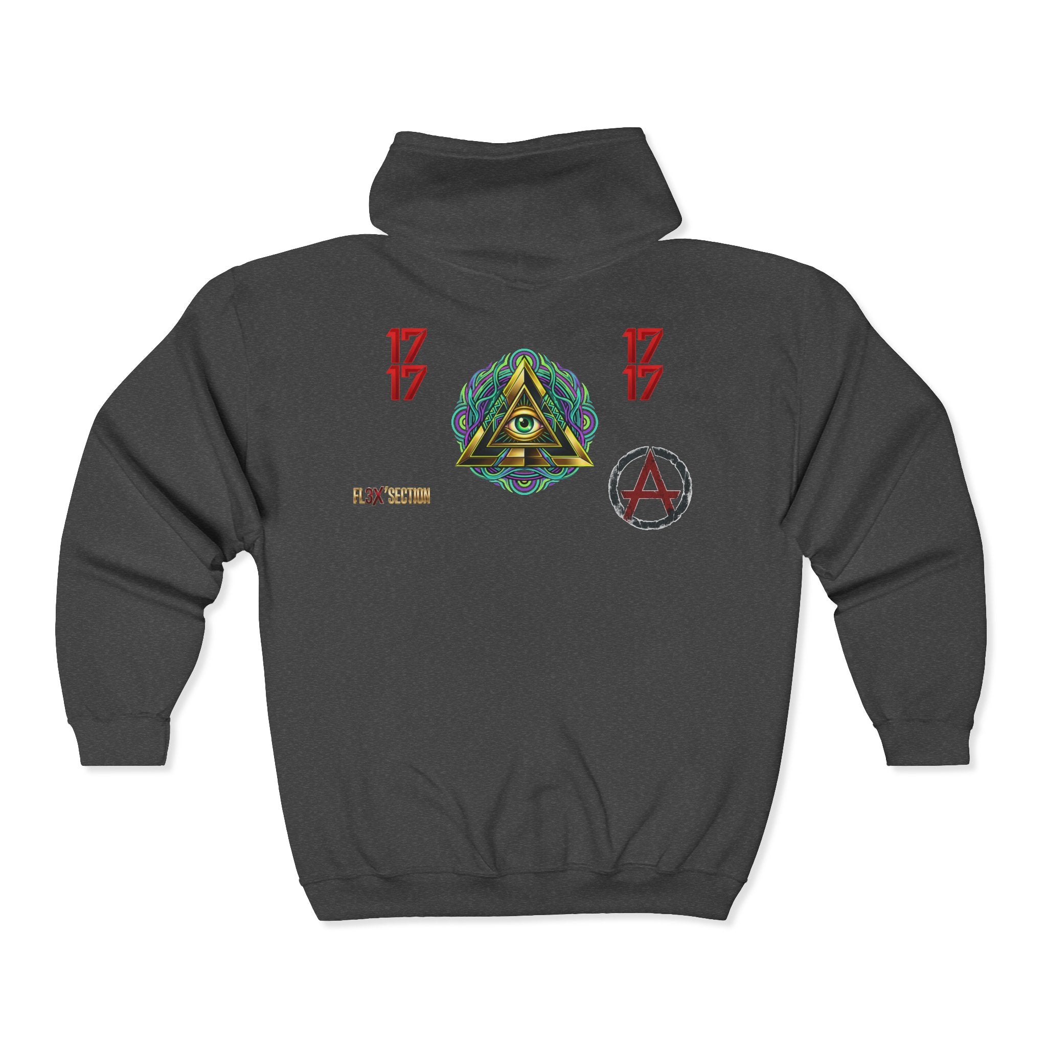 All-Seeing Eye Zip Hoodie — Psychedelic Geometric Graphic Sweatshirt