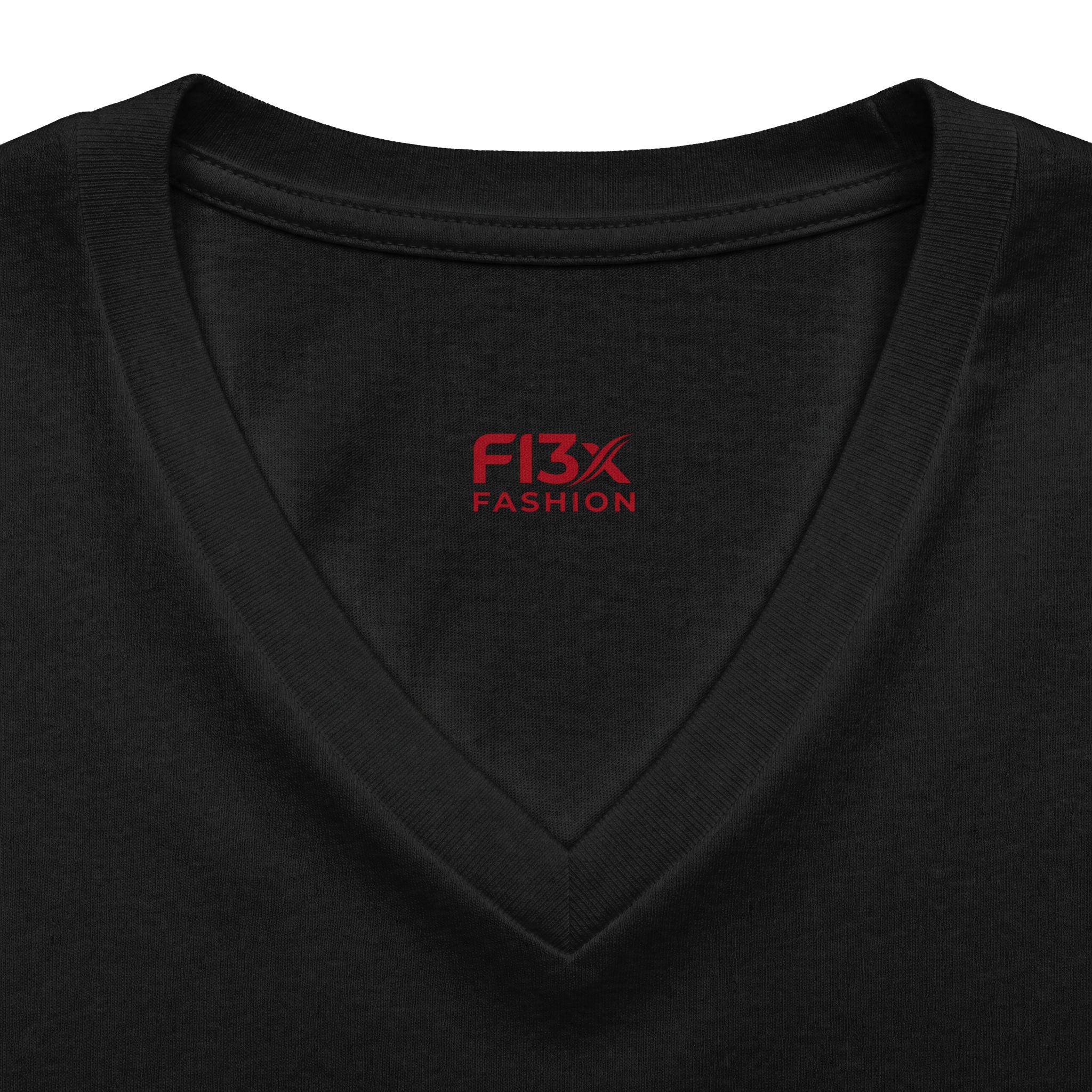 Women's V-Neck Tee — 'F13x Fashion' Floral Logo & Devil Graphic
