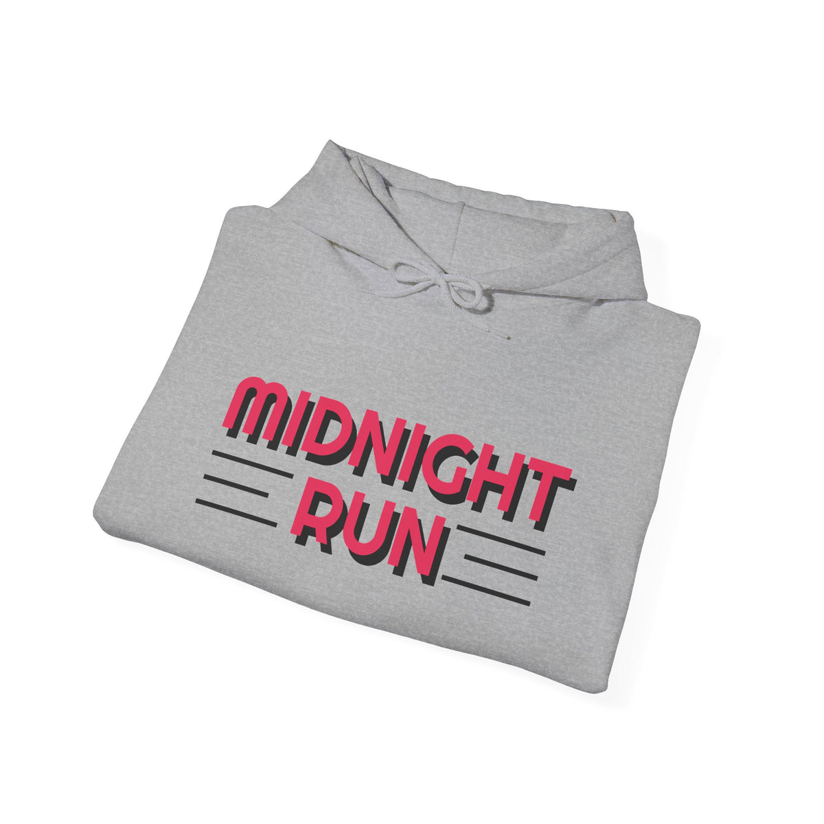 Midnight Run Hoodie — Retro Pink & Black Typography Pullover