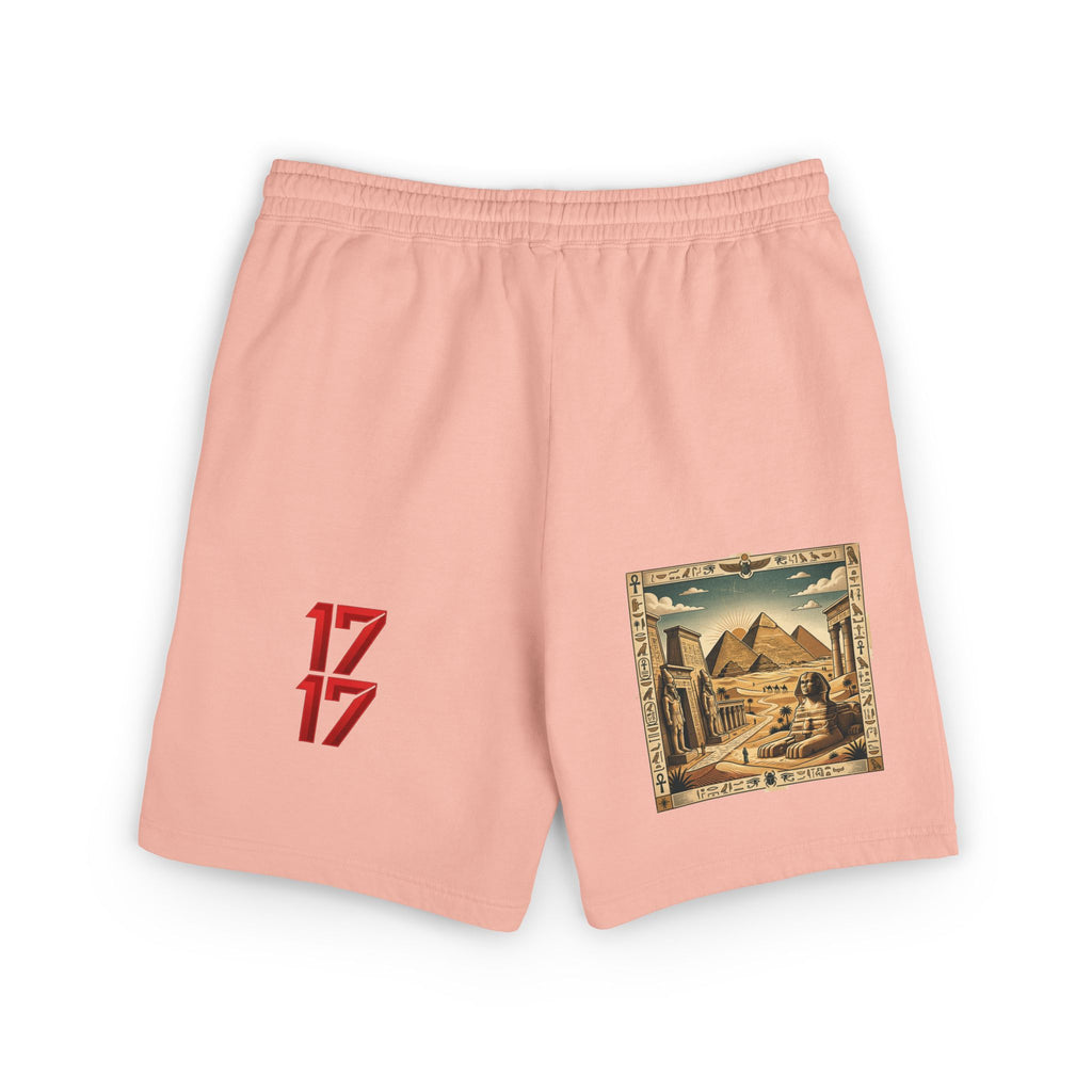Fleece Sweat Shorts — Retro Egyptian Pyramids & 17 Graphic Lounge Shorts