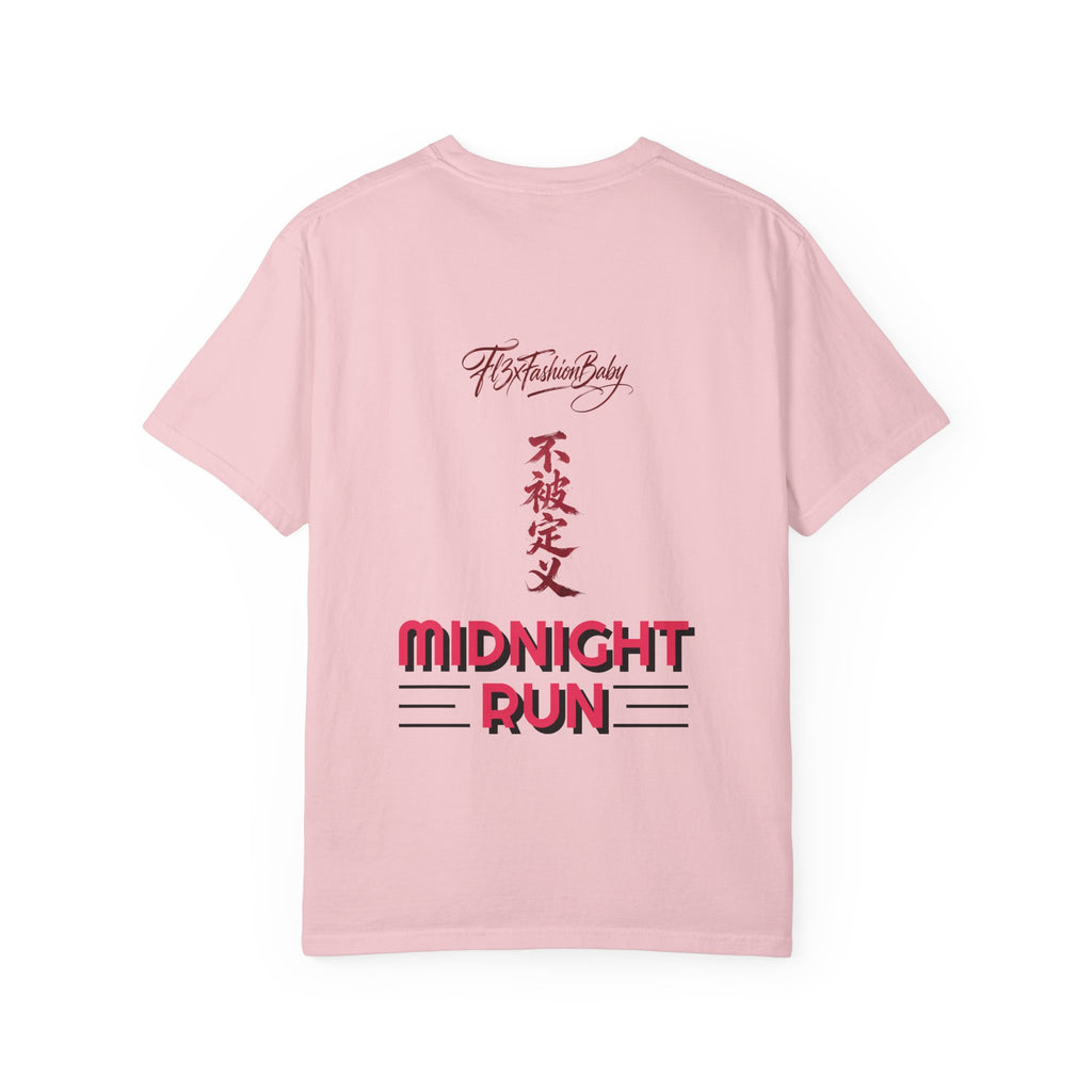 Midnight Run Tee — Vertical Japanese Script Graphic T-Shirt