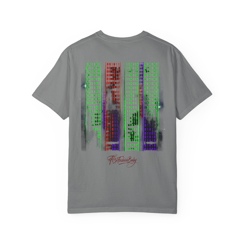 Graphic T-Shirt — Futuristic Cityscape Design with Japanese Calligraphy