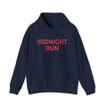 Midnight Run Hoodie — Retro Pink & Black Typography Pullover