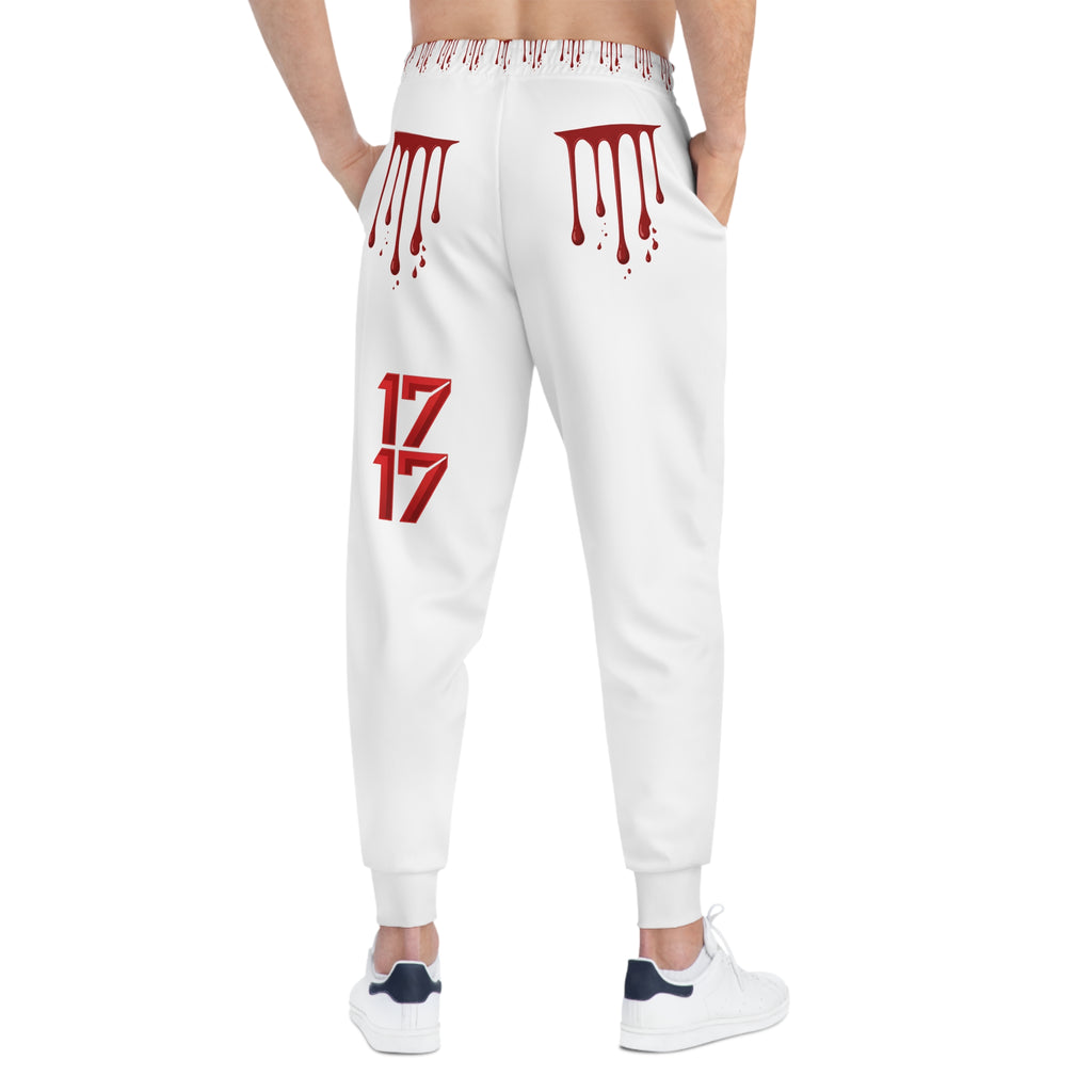 Blood Drip Athletic Joggers — Red 17/17 Graphic Sweatpants