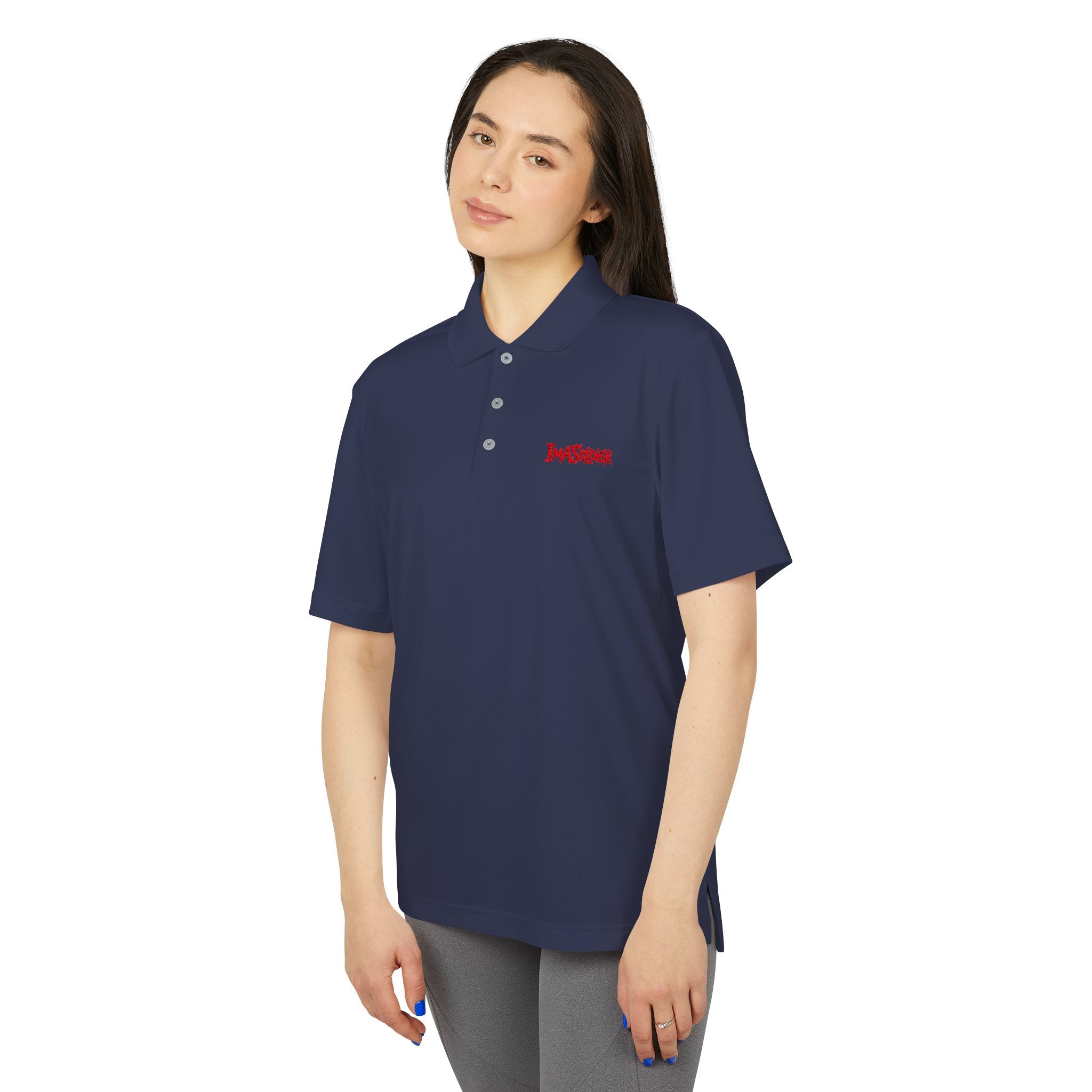 White Performance Polo — 'I Am Sober' Embroidered Chest Design