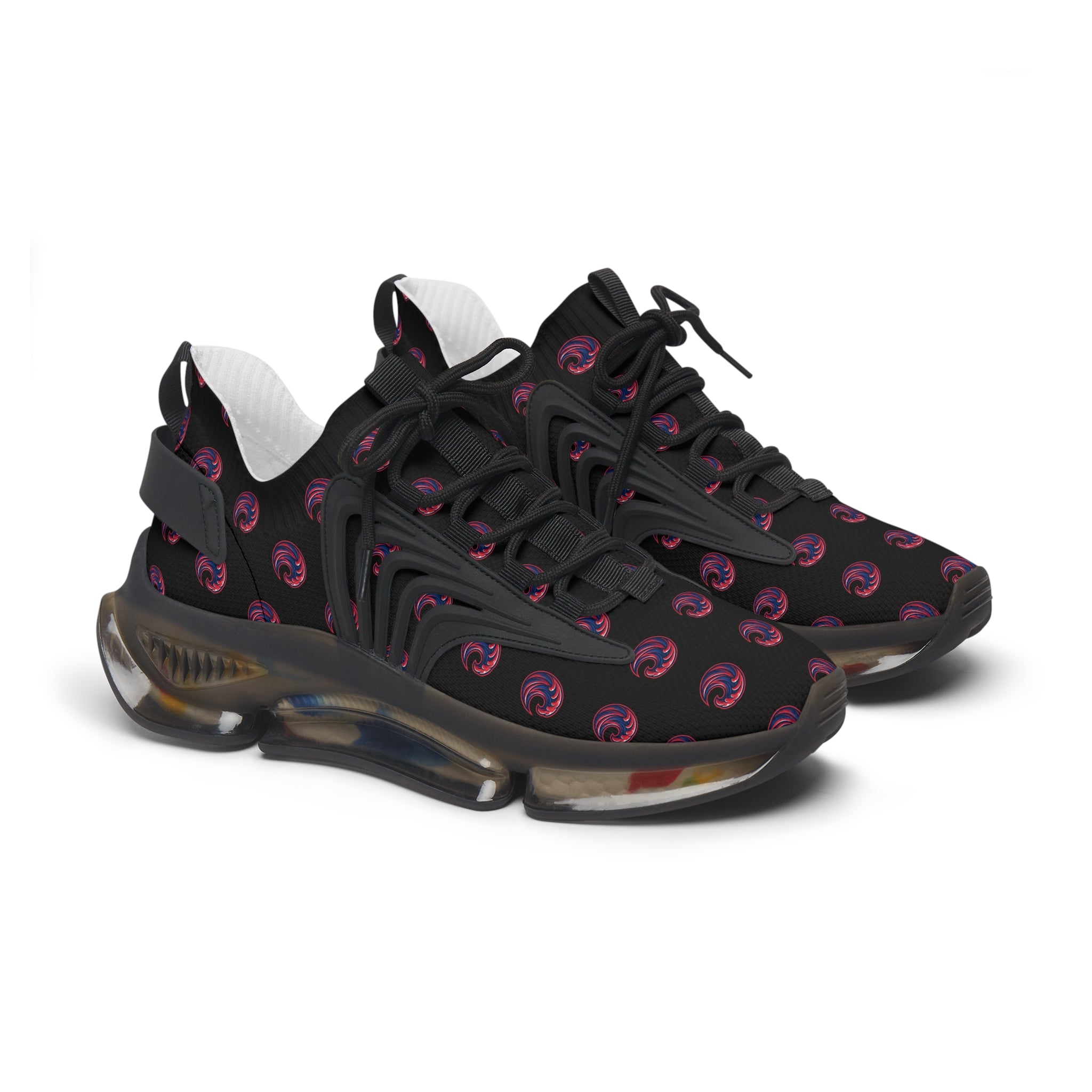 Women's Mesh Sneakers - Black Swirl Pattern Athletic Shoes