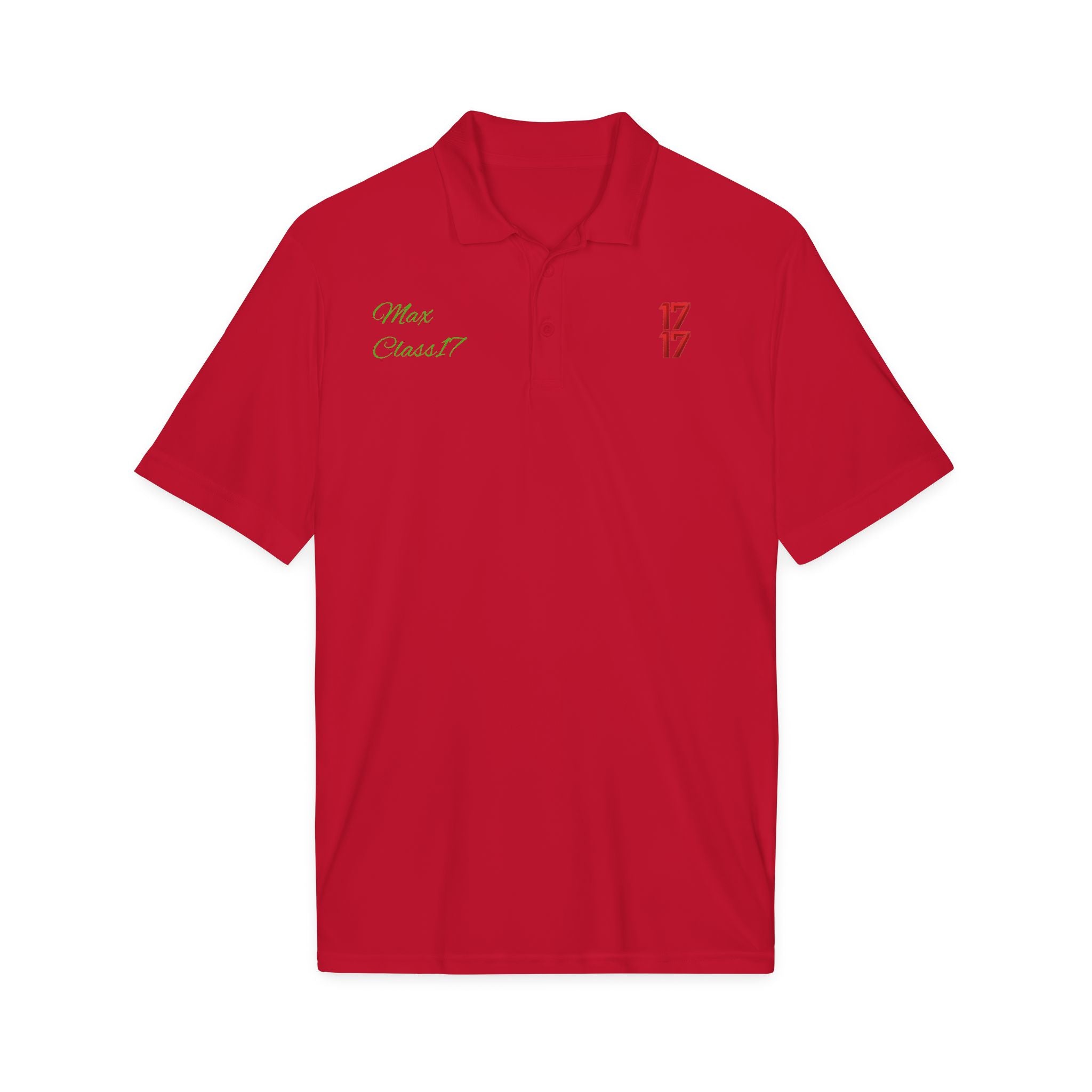 Embroidered 17/17 Polo Shirt with 'Max Crew!!' Accent