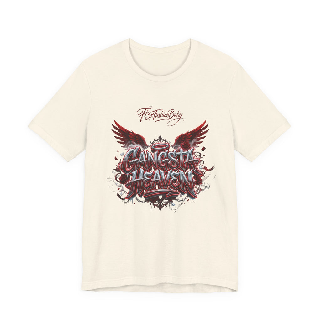 Gangsta Heaven Graphic Tee — Urban Winged Script T-Shirt