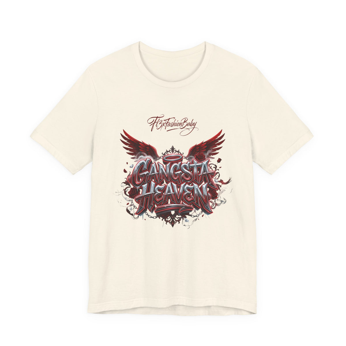 Gangsta Heaven Graphic Tee — Urban Winged Script T-Shirt