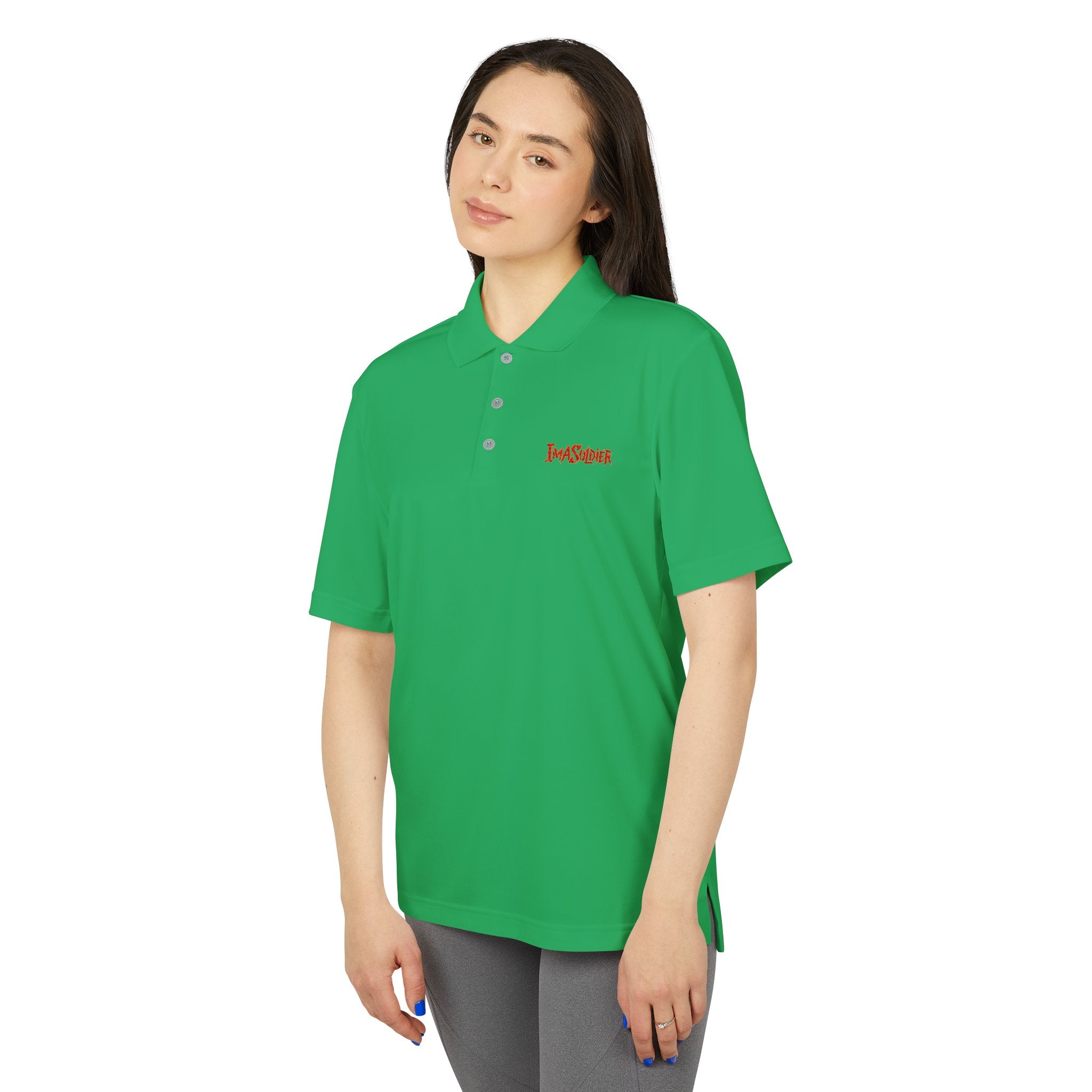 White Performance Polo — 'I Am Sober' Embroidered Chest Design