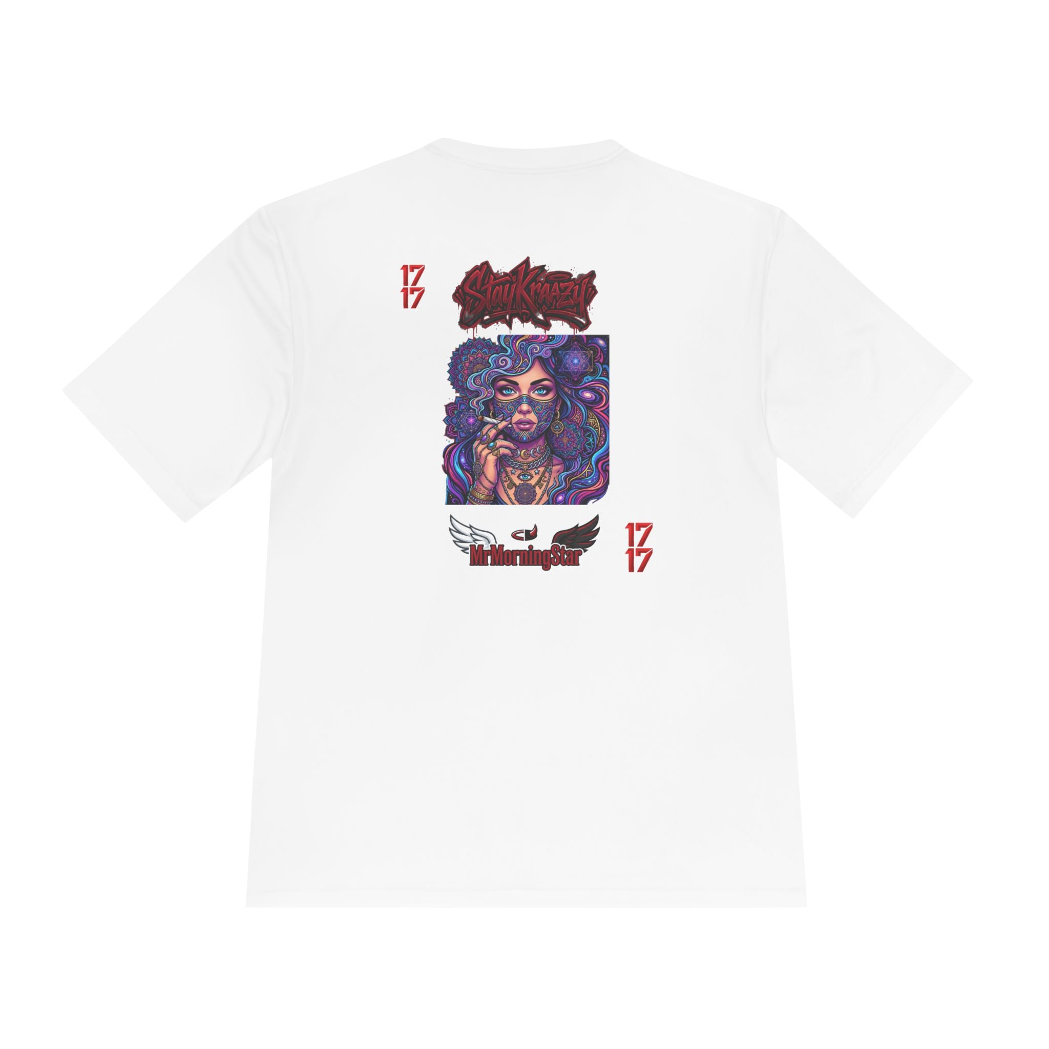 Psychedelic Woman Graphic Tee — Retro Cosmic Portrait Moisture‑Wicking Shirt