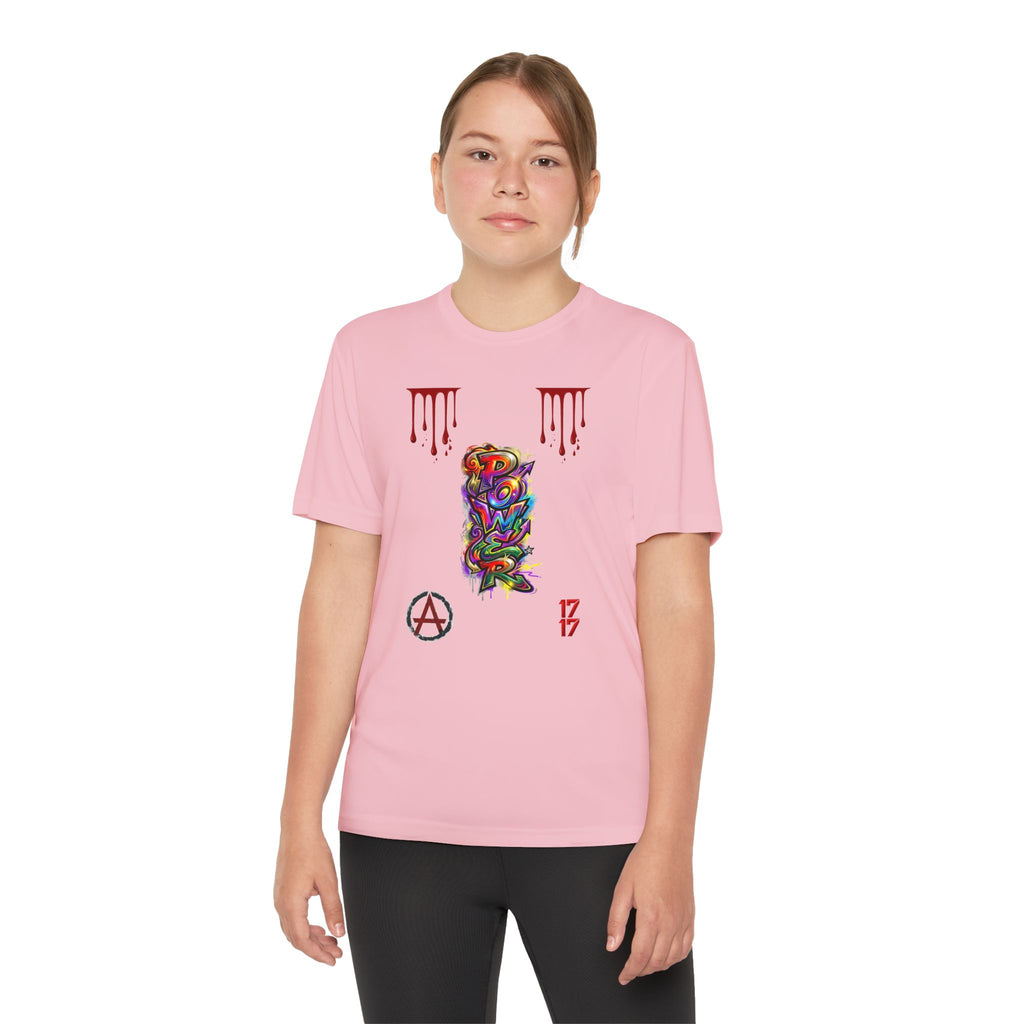 Youth Competitor Tee — Colorful Graffiti Anarchy Graphic T-Shirt