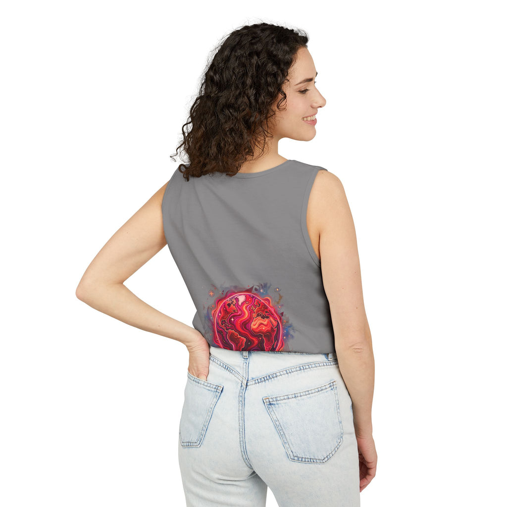 Red Planet Graphic Tank Top — '17/17' Streetwear Planet Design