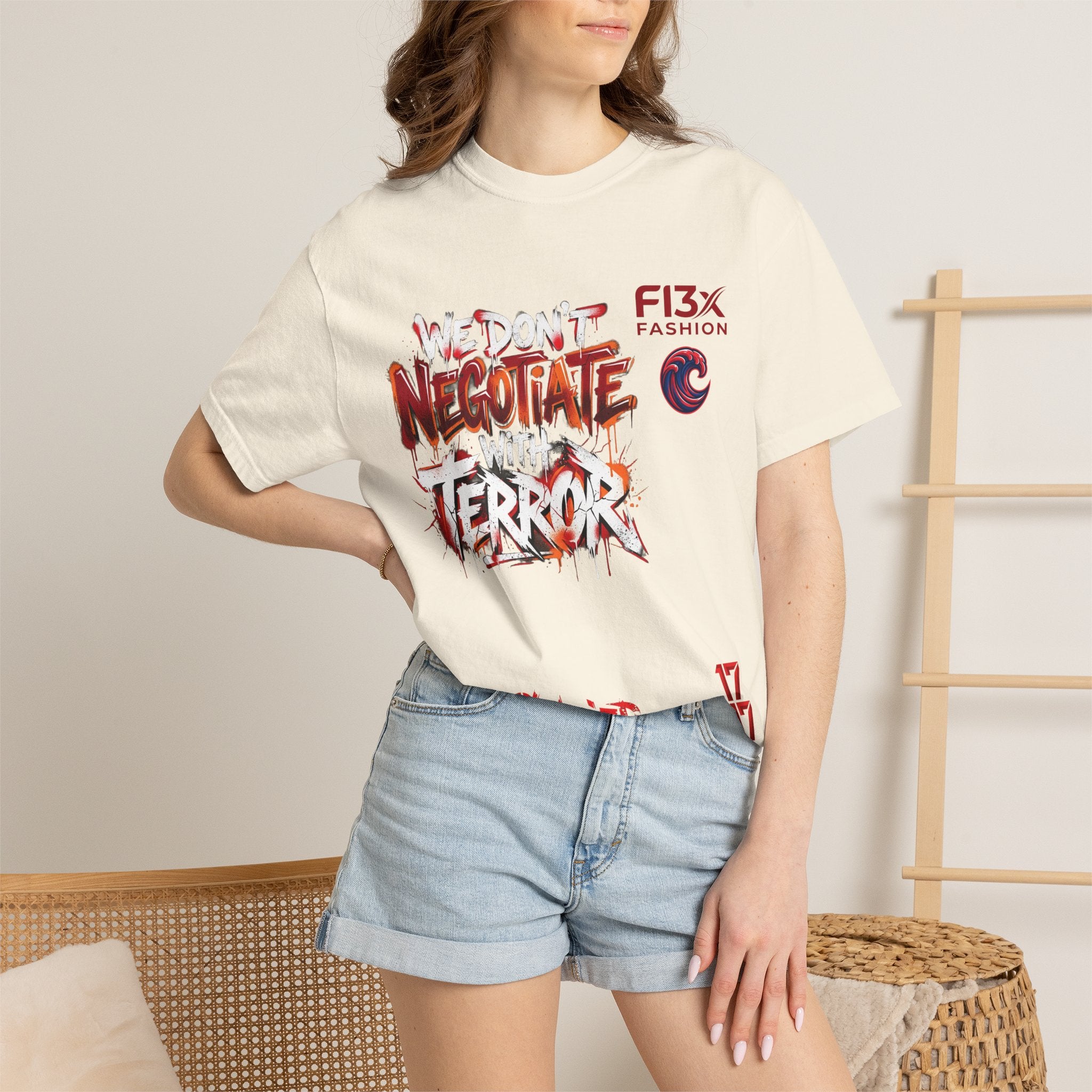 We Don’t Negotiate Terror Graphic T-Shirt — F13x Fashion Front & Back Print
