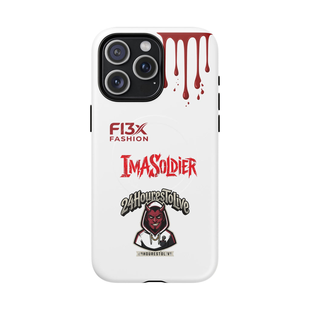Tough Magnetic Phone Case — 'ImASoldier' Blood Drip Gaming Design