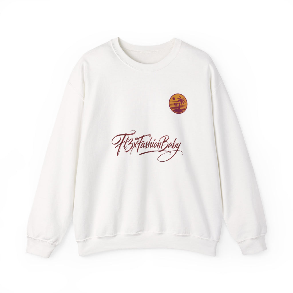 Crewneck Sweatshirt — 'FB3FashionBaby' Script with Sunset Logo