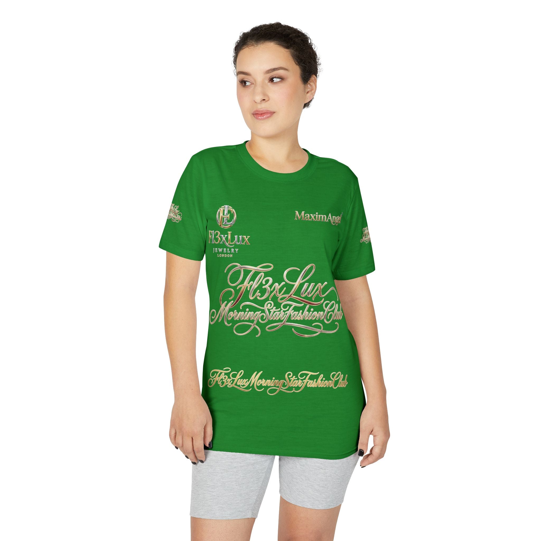 Luxury Gold Script Performance T-Shirt — F3xLux Morning Stay Fashion Club Design