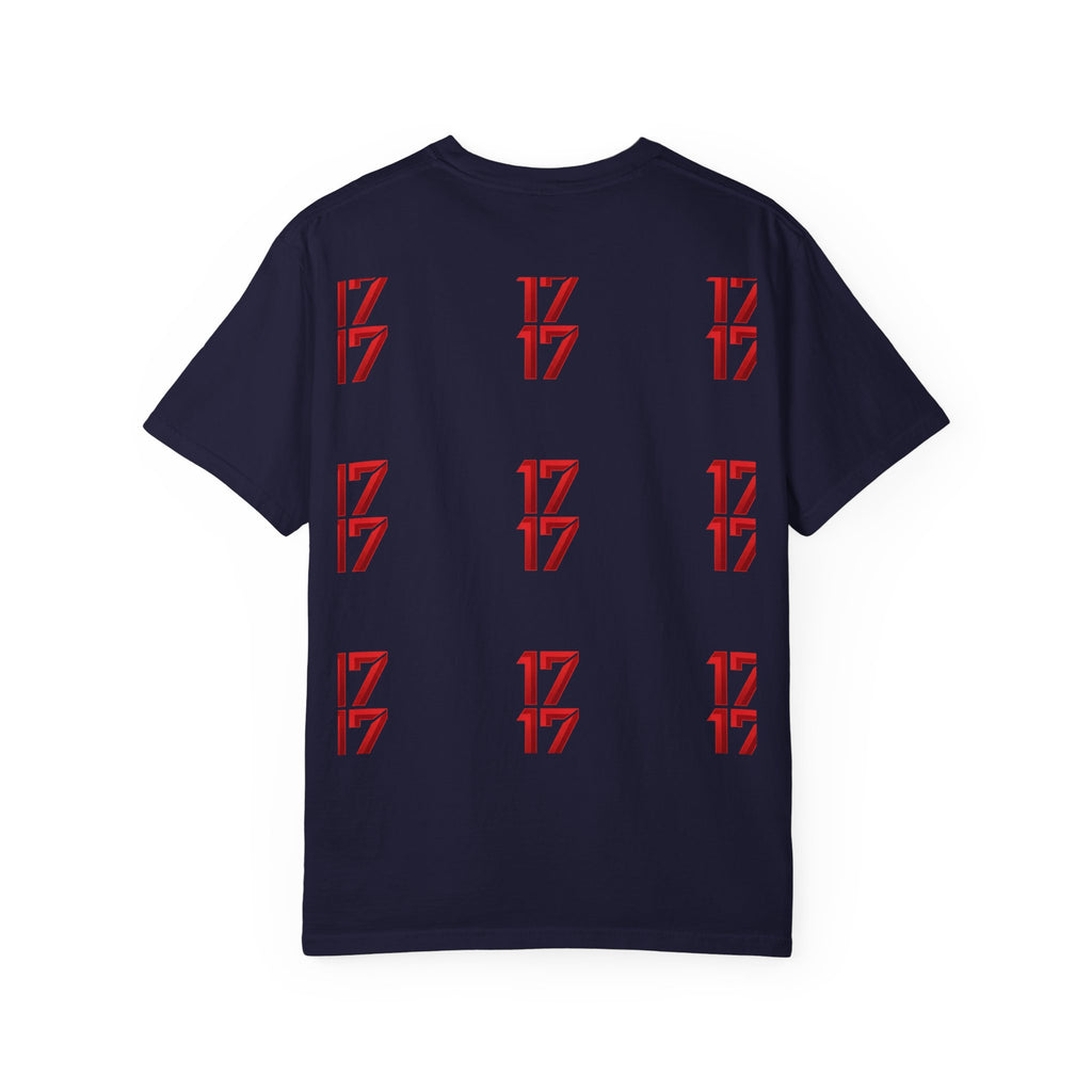 17 Pattern Graphic T-Shirt — Repeating Red Logo Tee