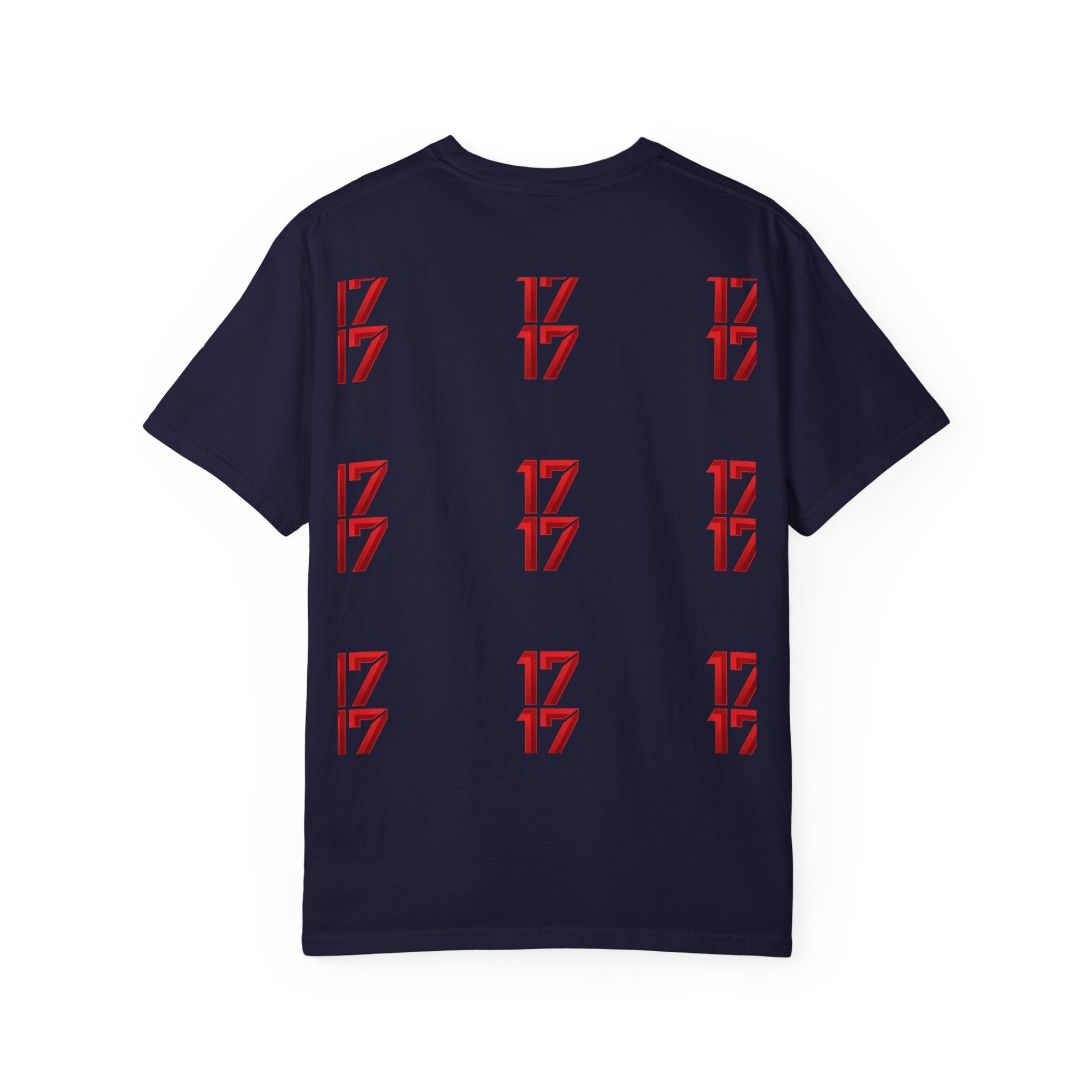 17 Pattern Graphic T-Shirt — Repeating Red Logo Tee