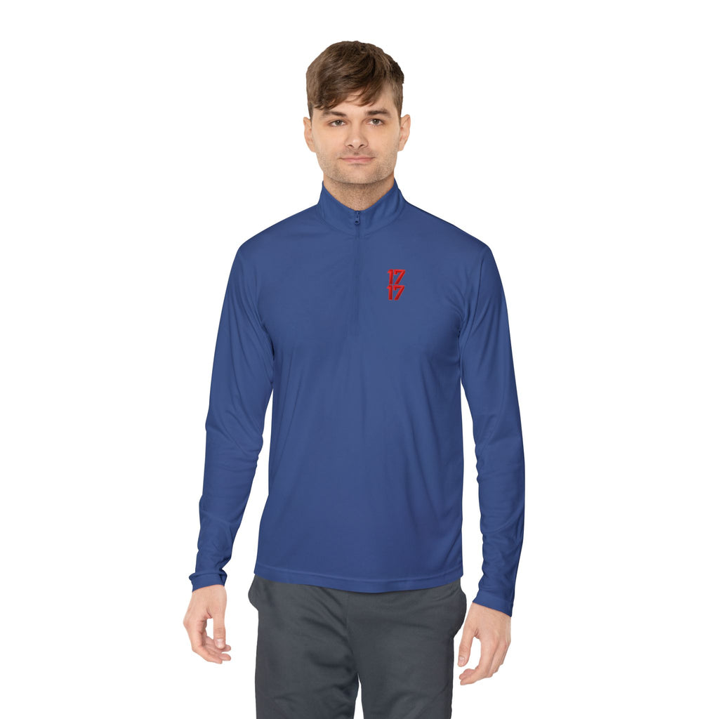 Quarter-Zip Pullover — Minimal Red '17' Logo Athletic Pullover