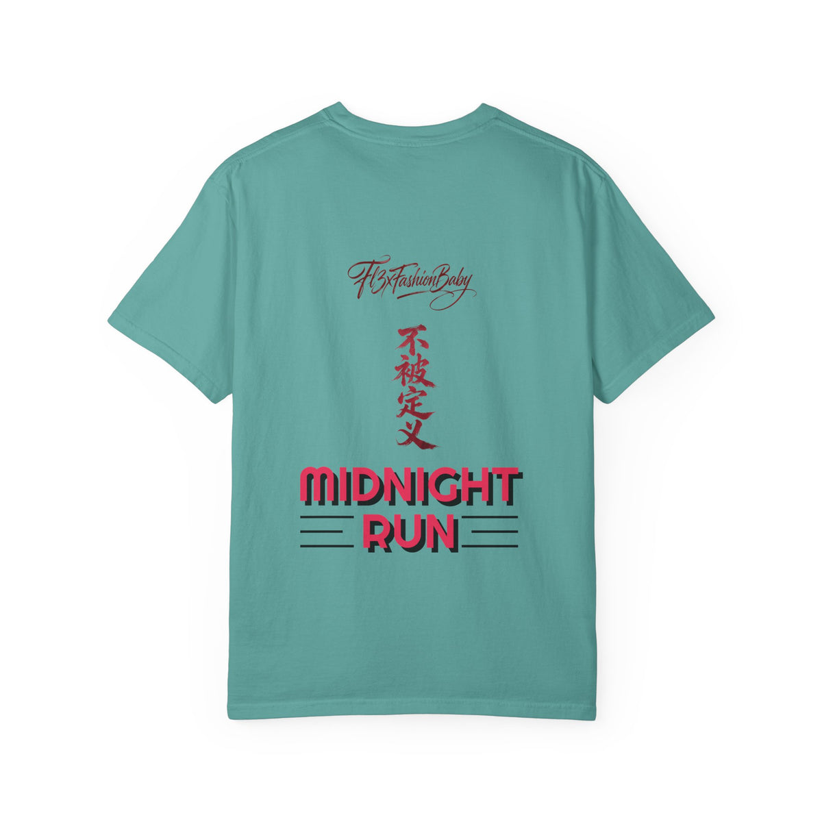 Midnight Run Tee — Vertical Japanese Script Graphic T-Shirt